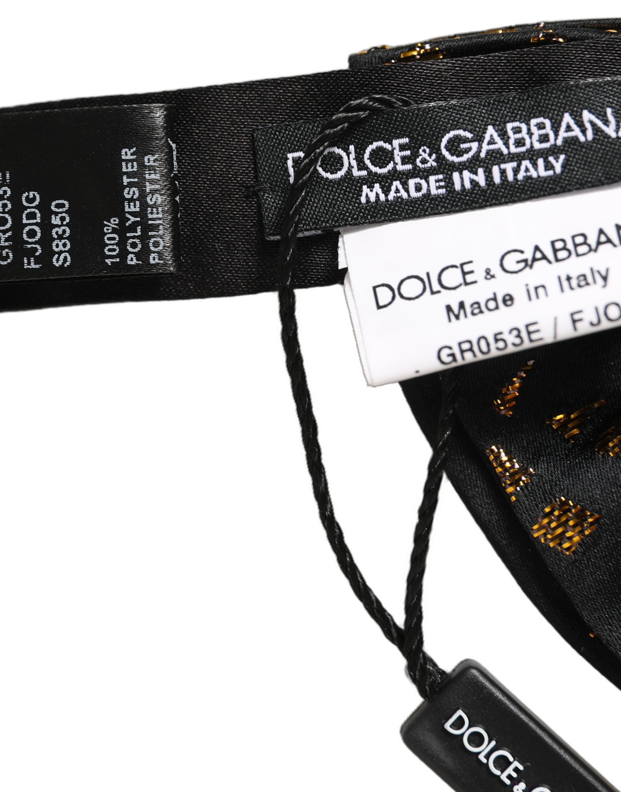 Black Gold Speckle Pattern Adjustable Neck Papillon Bow Tie