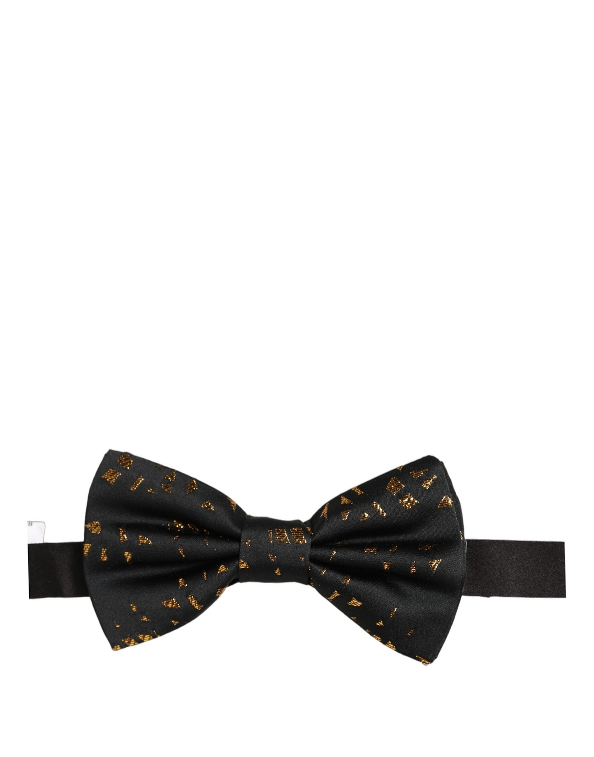 Black Gold Speckle Pattern Adjustable Neck Papillon Bow Tie