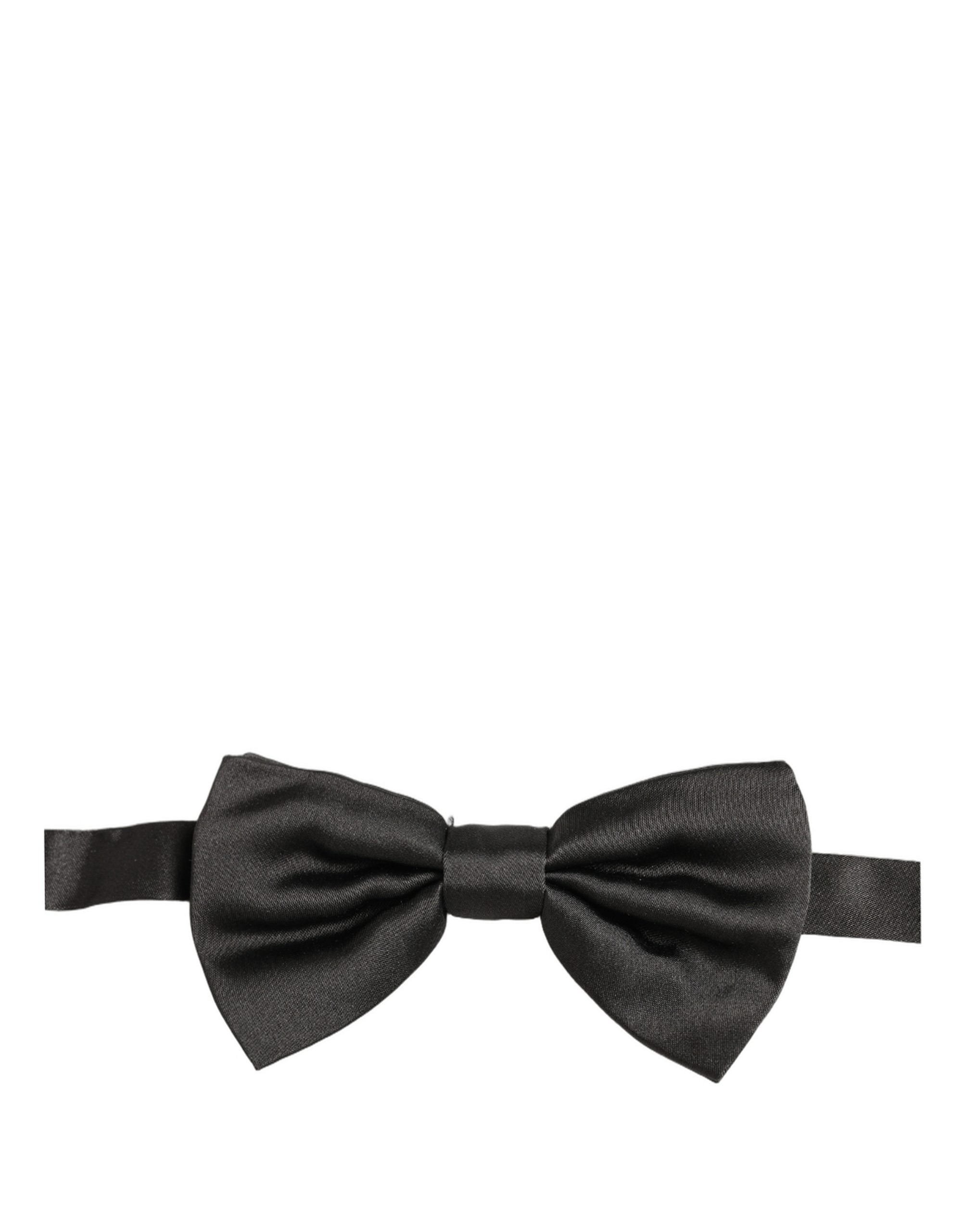 Men Black 100% Silk Adjustable Neck Papillon Bow Tie