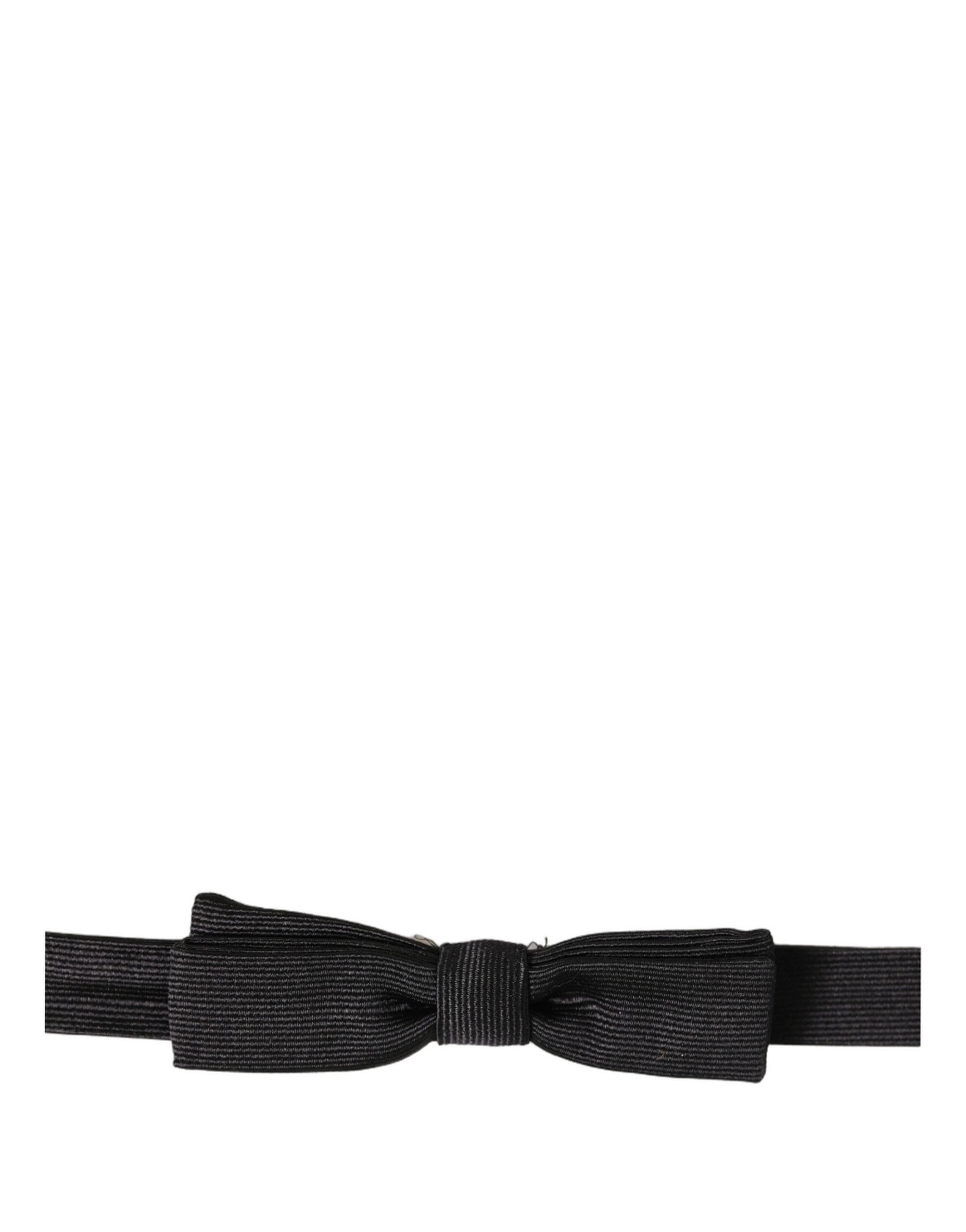 Men Black 100% SIlk Adjustable Neck Papillon Bow Tie