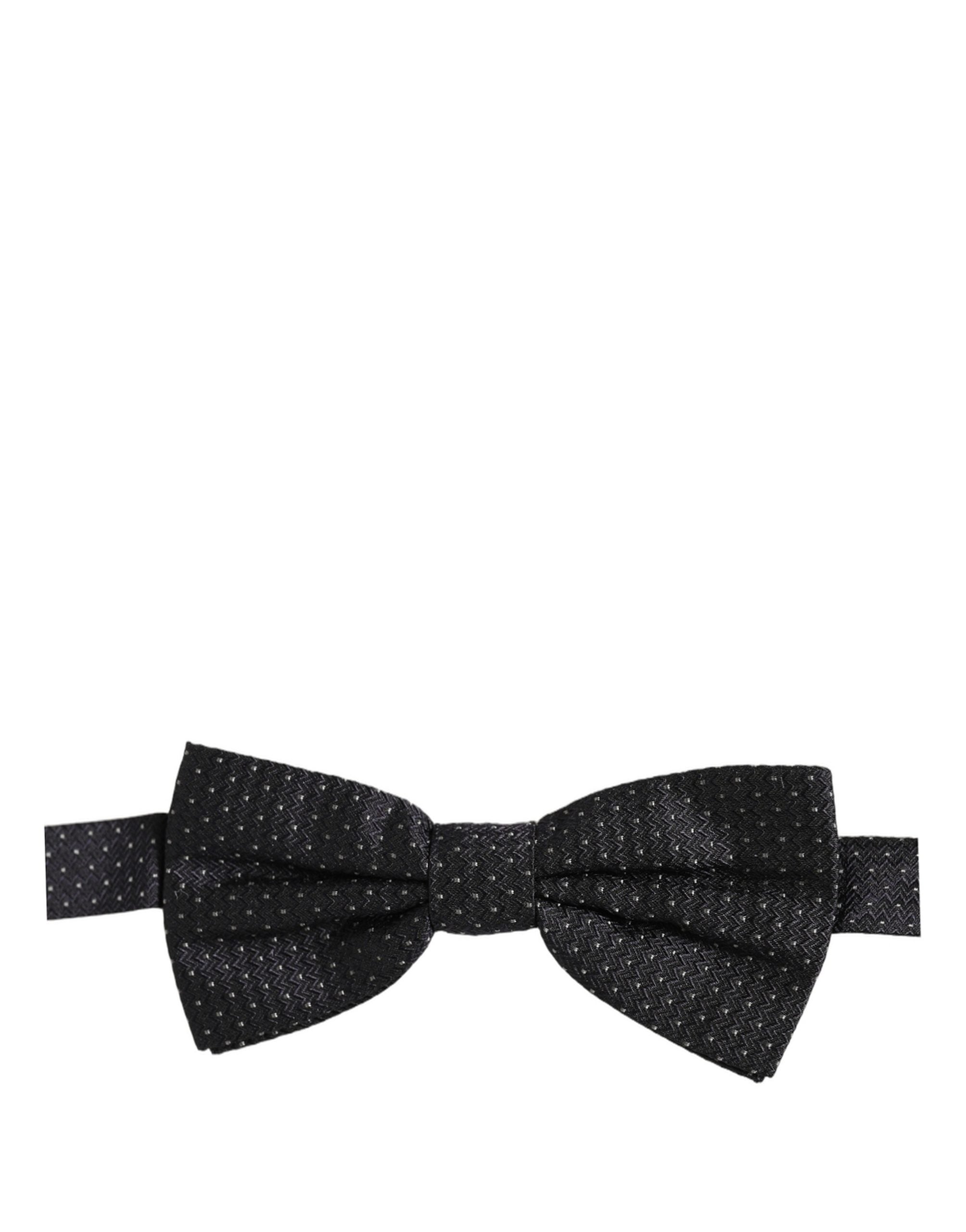 Black White Polka Dot Adjustable Neck Papillon Bow Tie