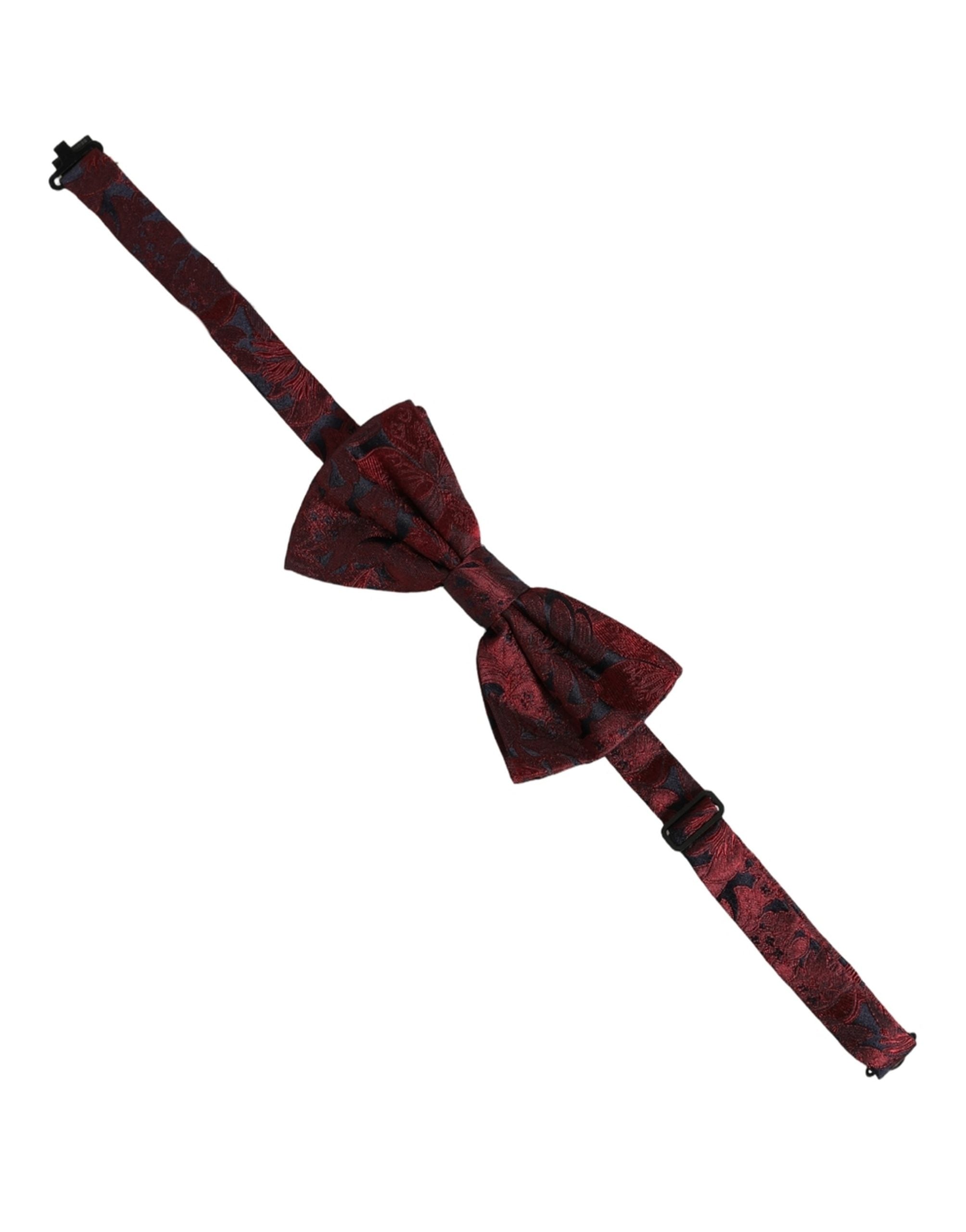 Men Maroon Paisley SIlk Adjustable Neck Papillon Bow Tie