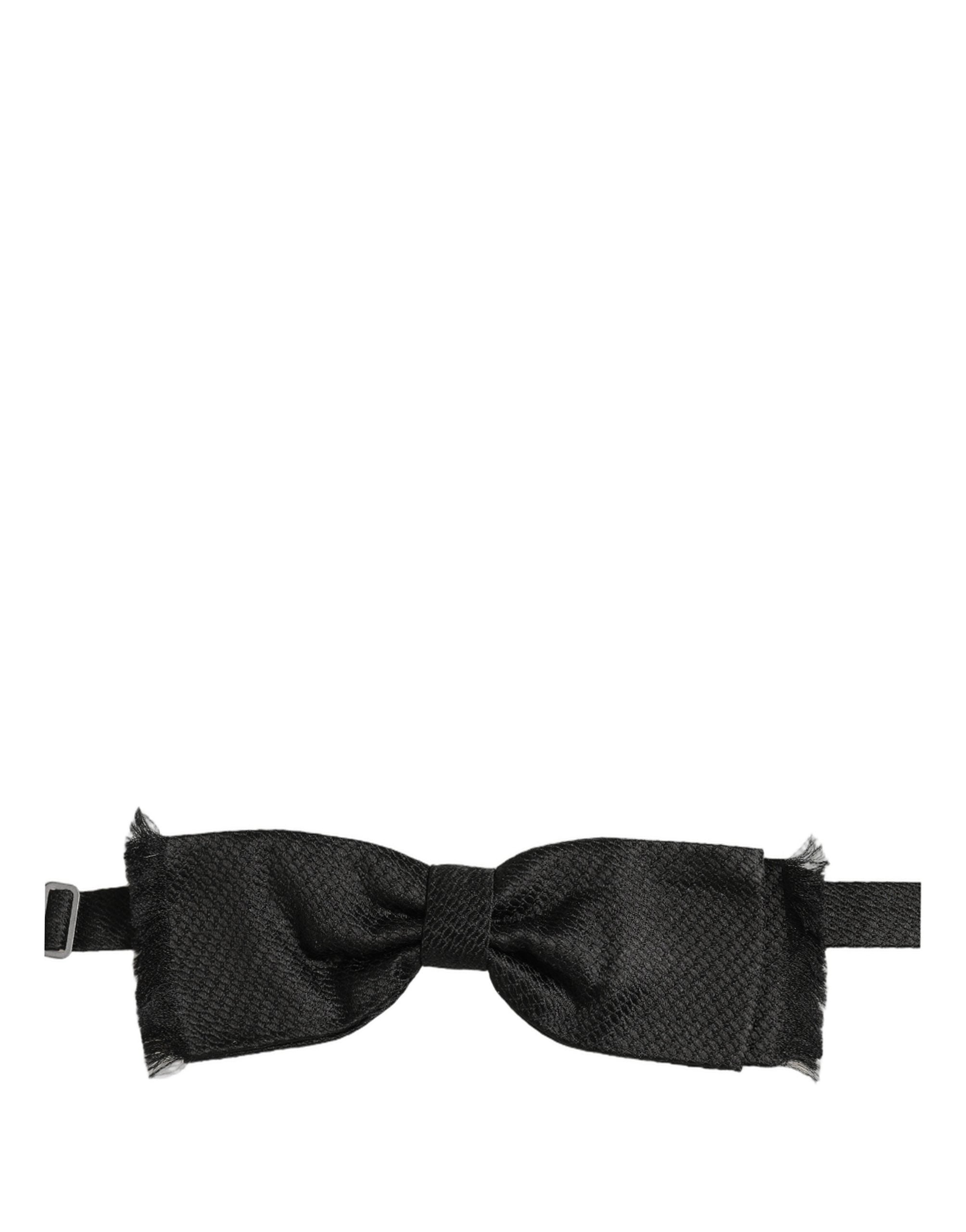 Men Black 100% SIlk Adjustable Neck Papillon Bow Tie