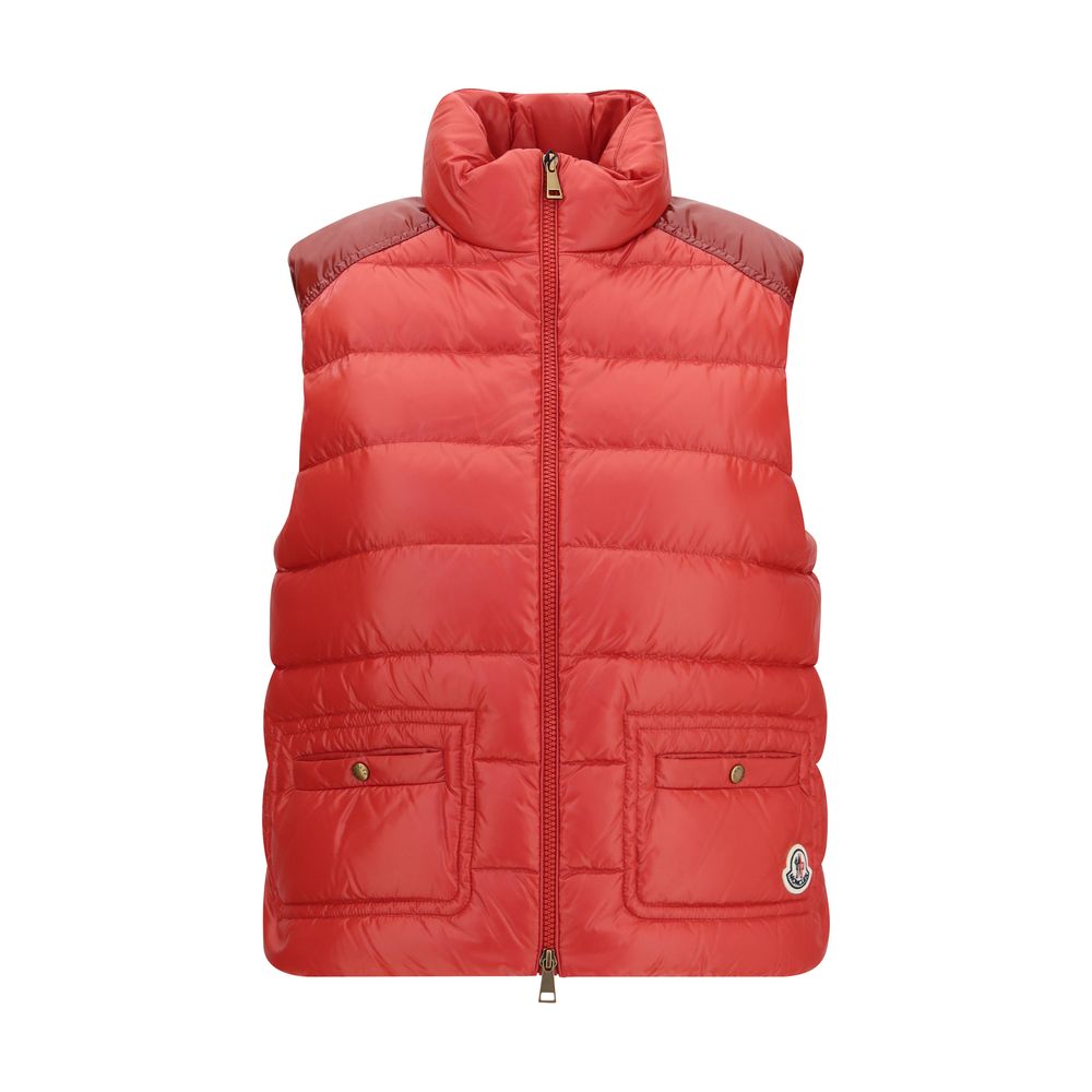 Red Polyamide Sleeveless Jacket