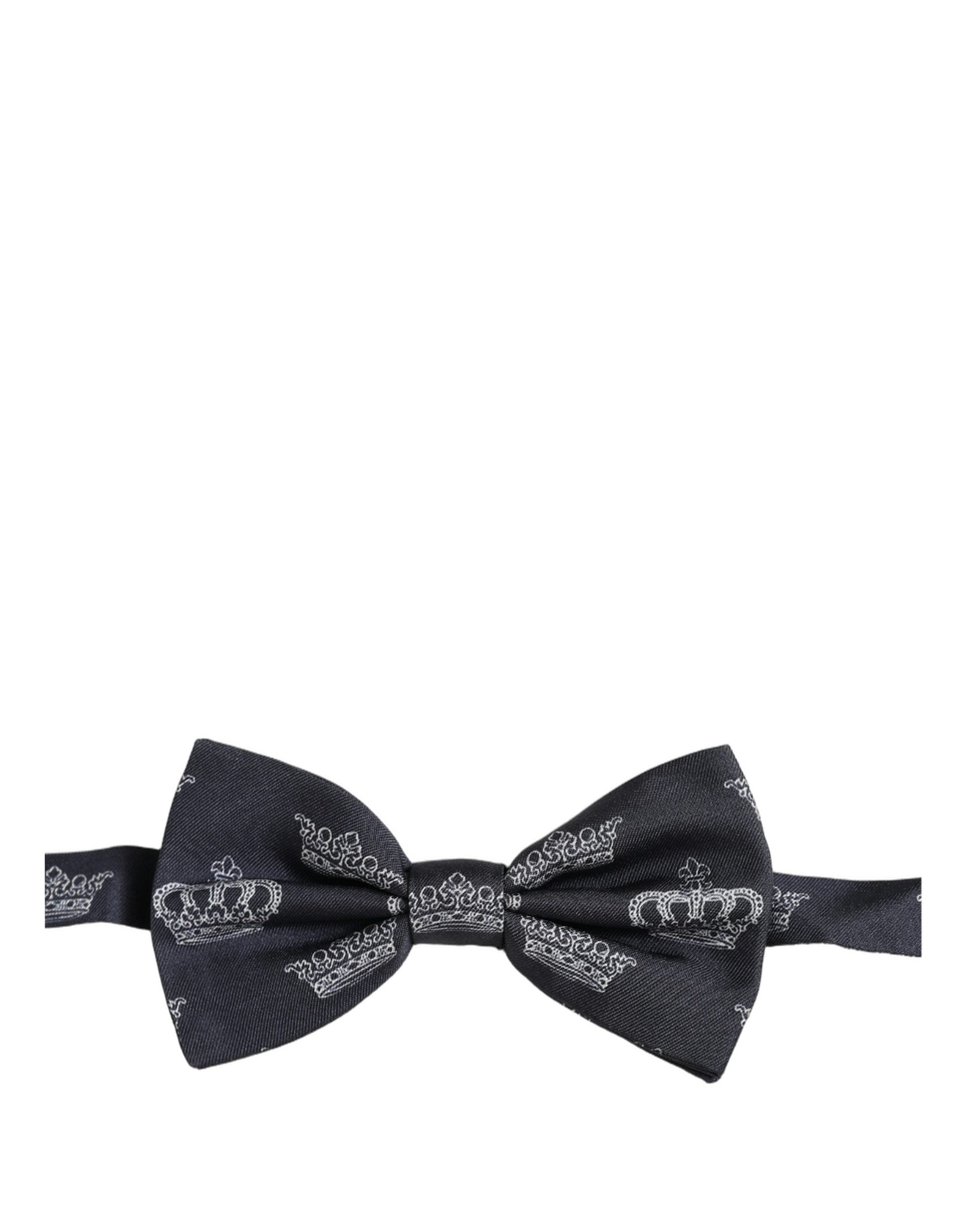 Men Black Crown Silk Adjustable Neck Papillon Bow Tie