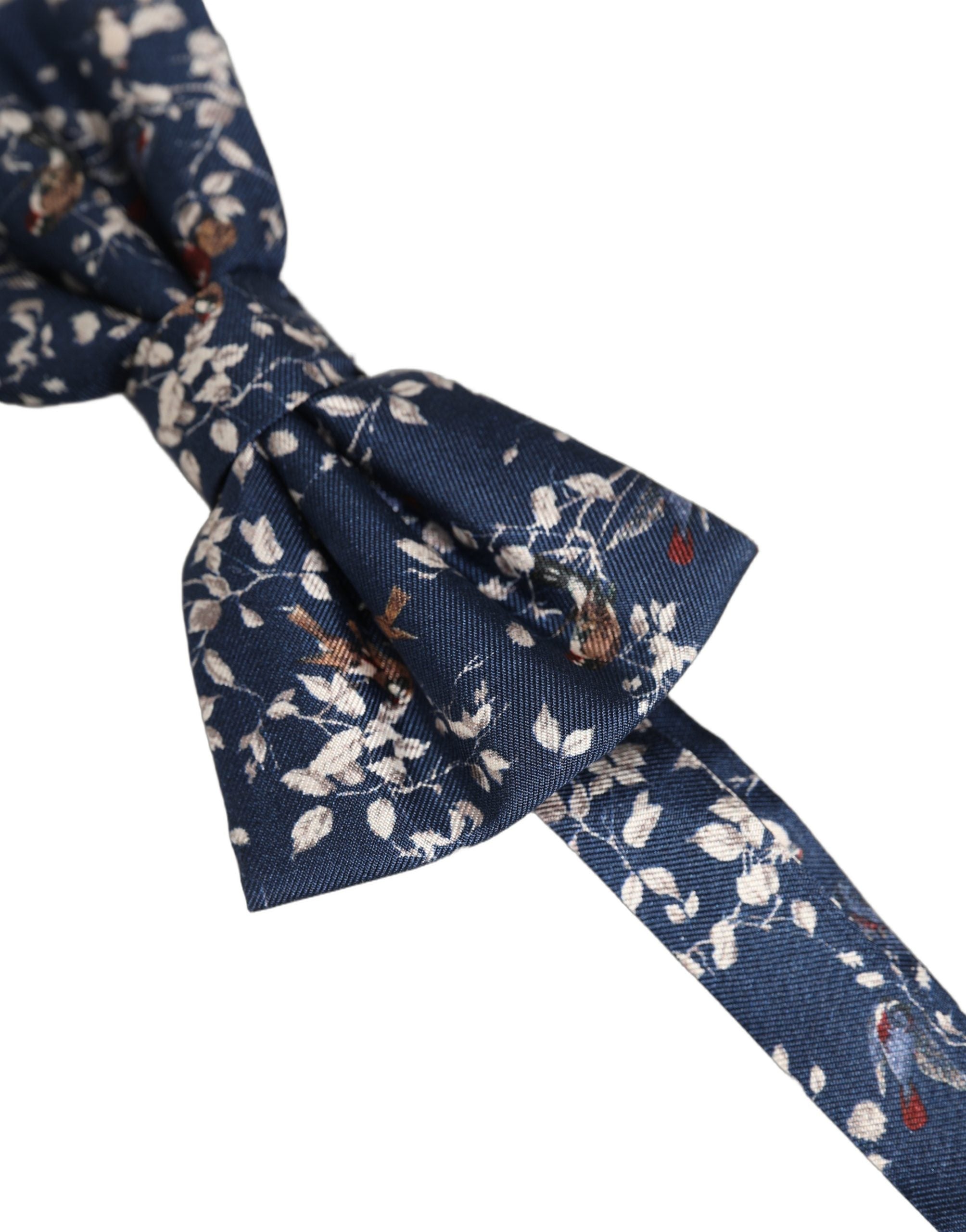 Men Navy Blue Floral Adjustable Neck Papillon Bow Tie