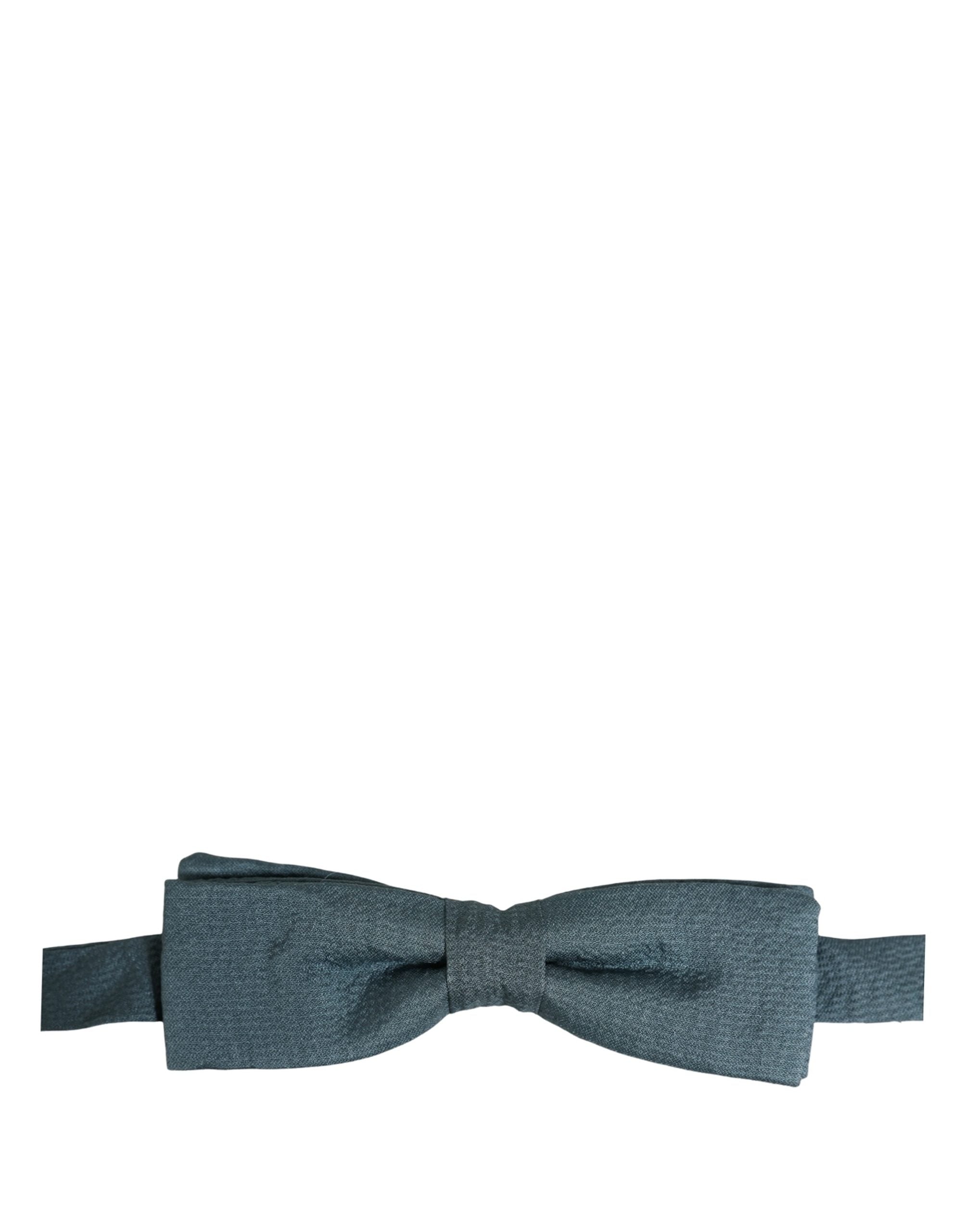 Men Steel Blue 100% Silk Adjustable Neck Papillon Bow Tie