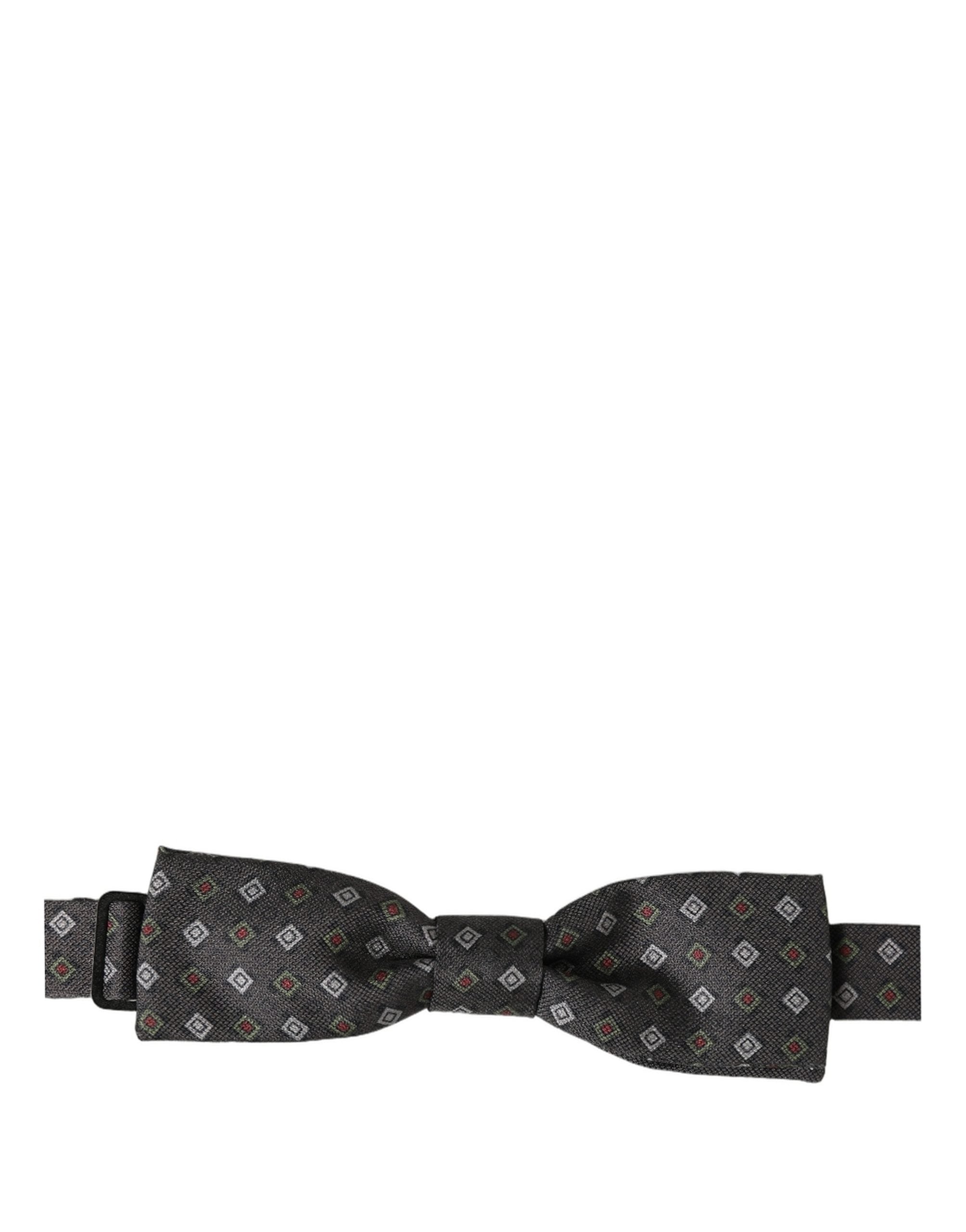 Men Dark Gray Geometric Adjustable Bow Tie