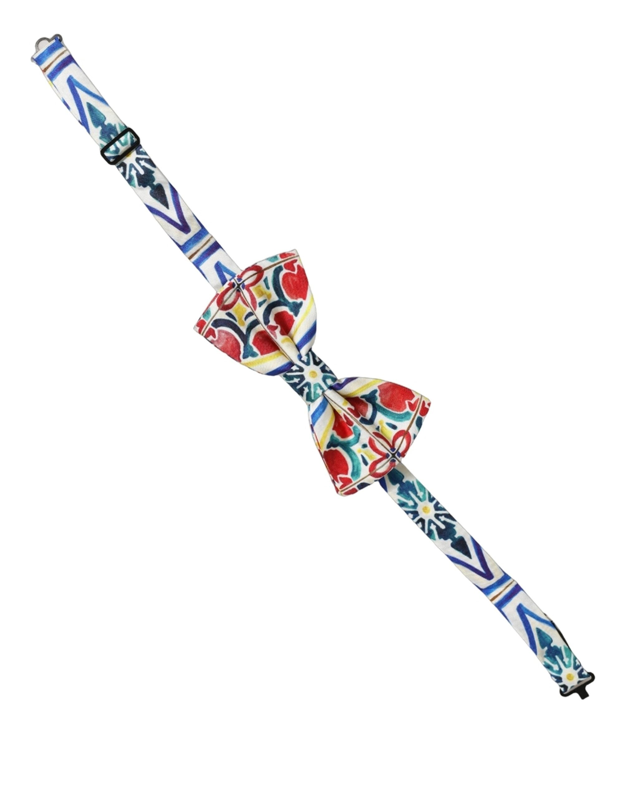 Men Multicolor Majolica Adjustable Neck Papillon Bow Tie