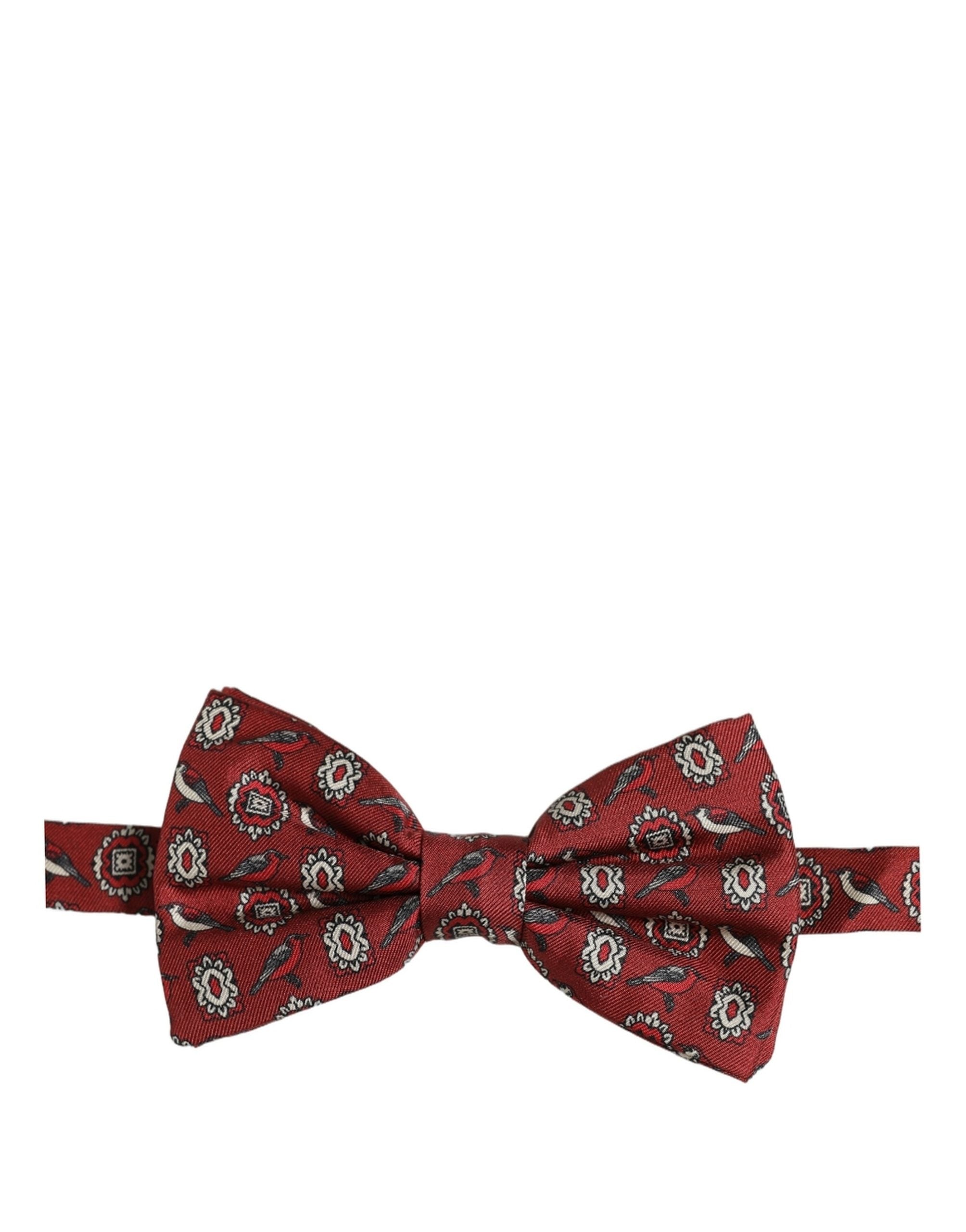 Men Bordeaux Floral Adjustable Neck Papillon Bow Tie