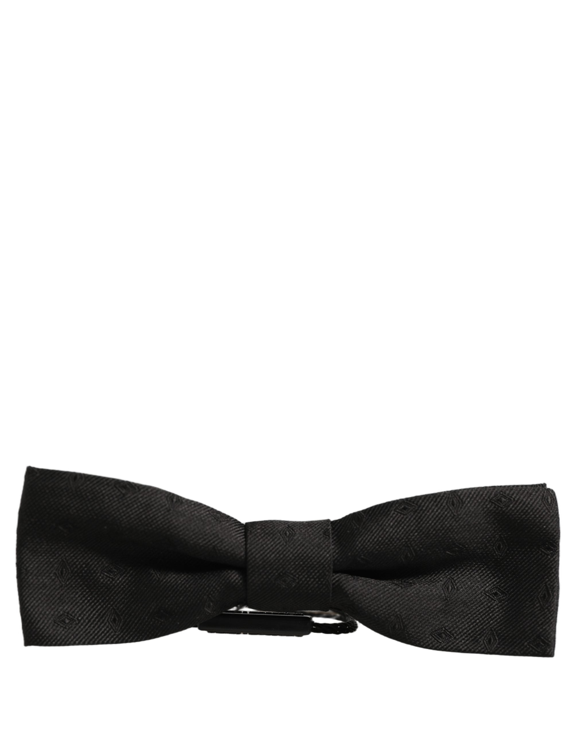 Men Black 100% Silk Adjustable Neck Papillon Bow Tie