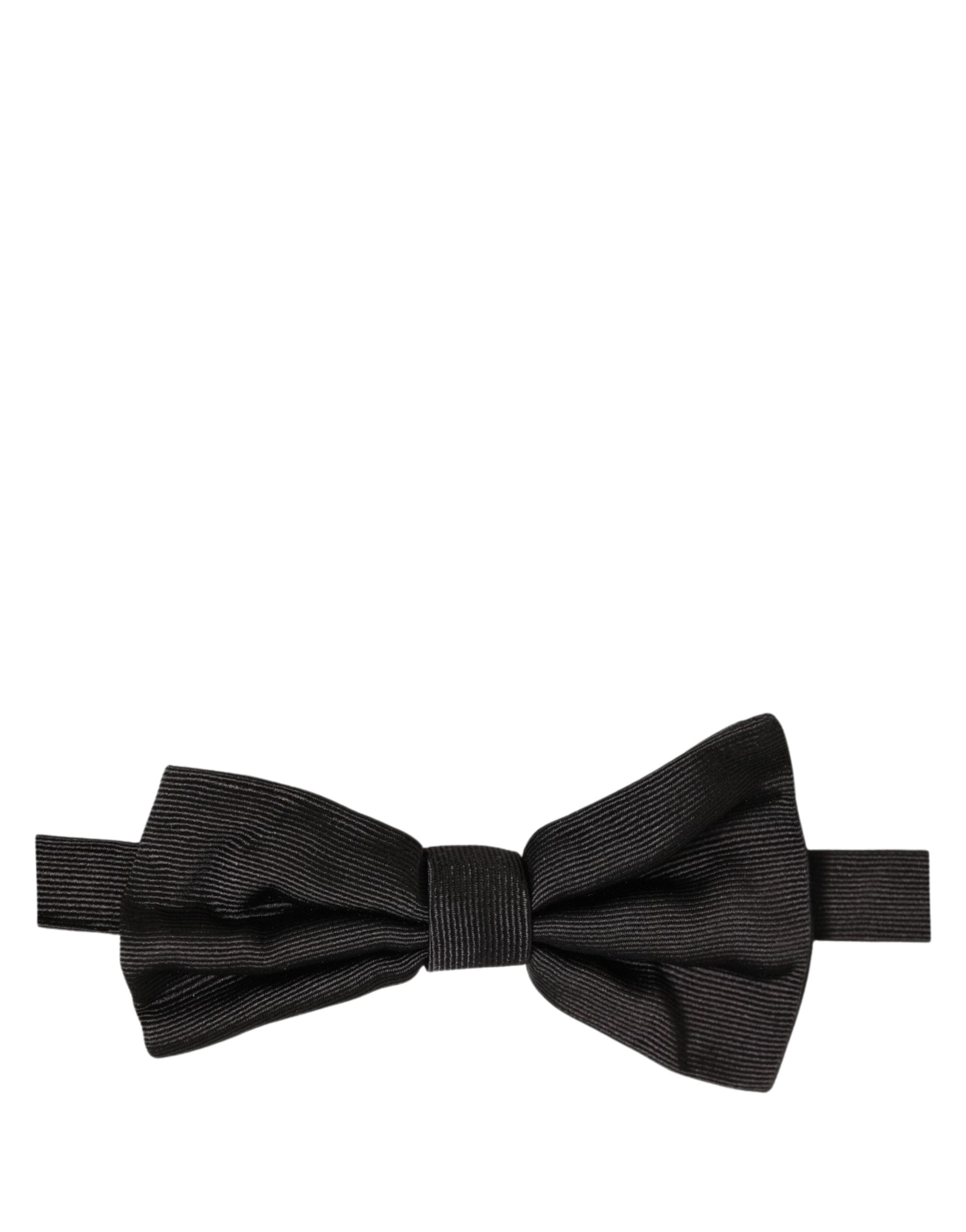 Men Black 100% Silk Adjustable Neck Papillon Bow Tie