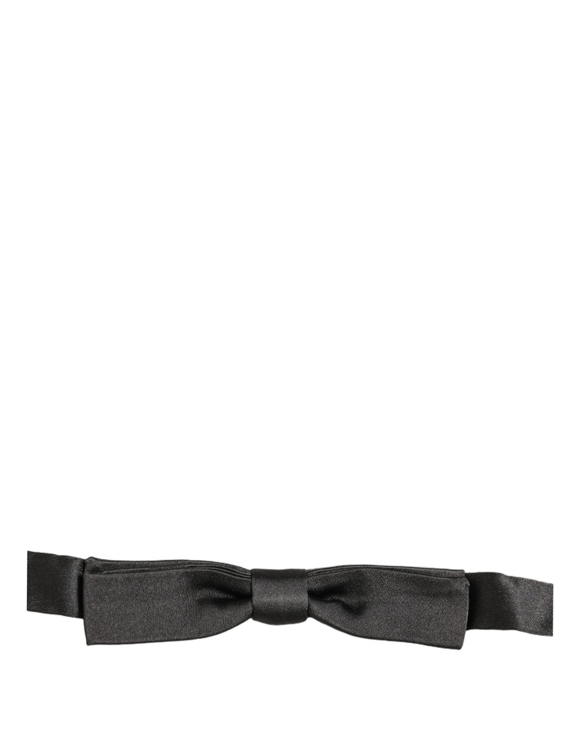 Men Black 100% Silk Adjustable Neck Papillon Bow Tie