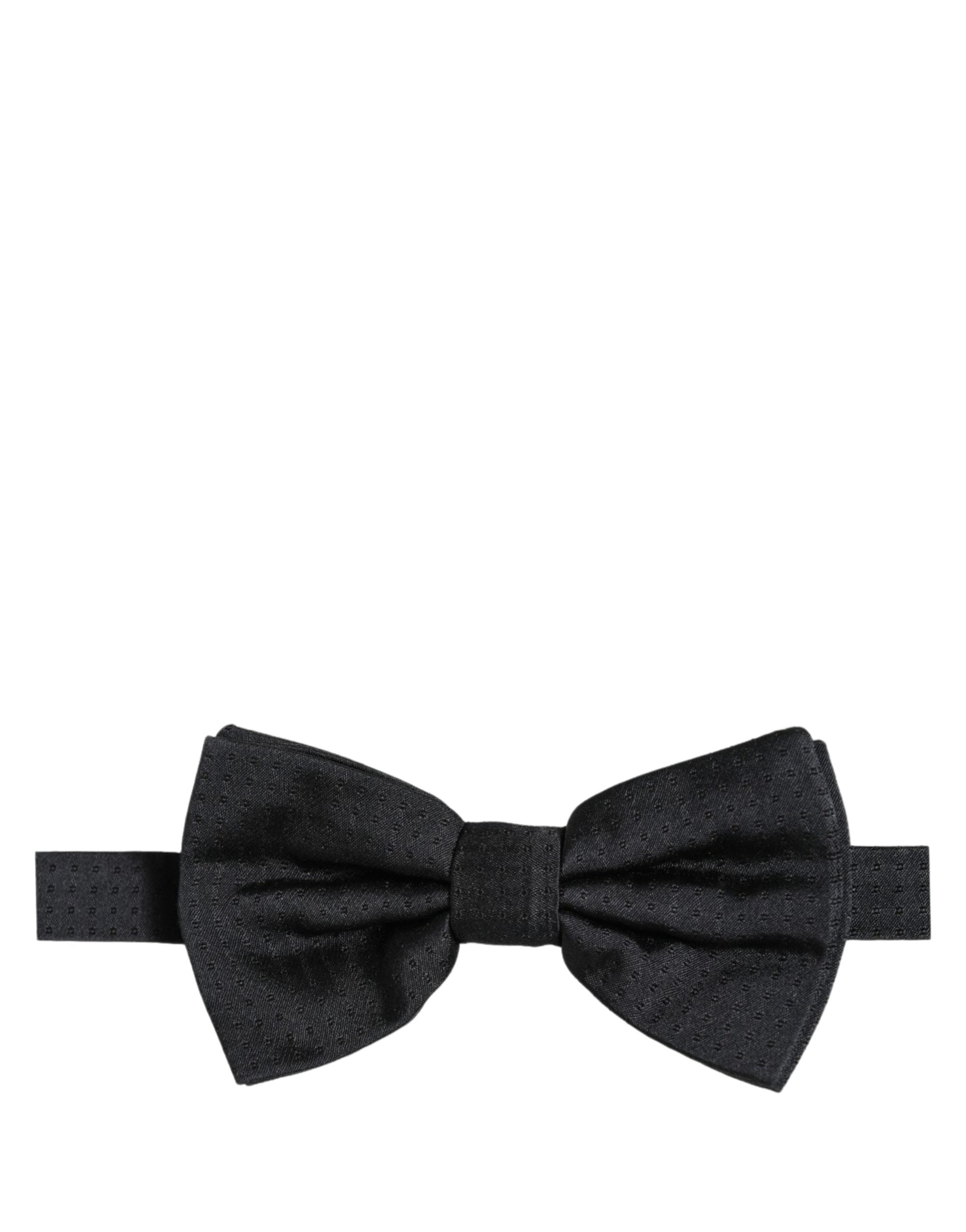 Men Black 100% Silk Adjustable Neck Papillon Bow Tie