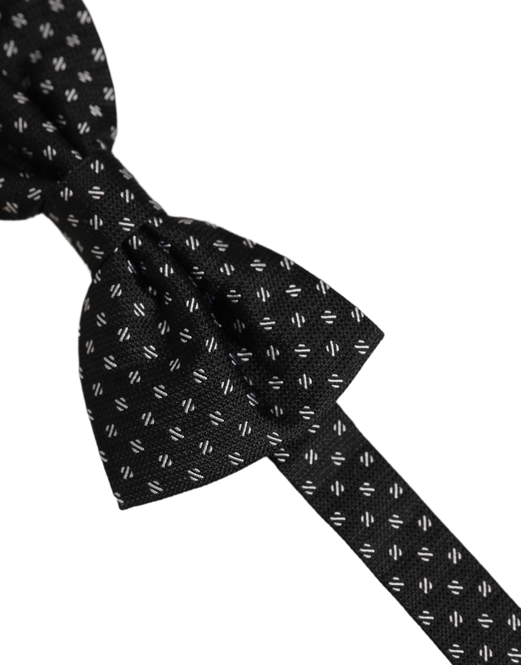 Men Black Patterned Adjustable Neck Papillon Bow Tie