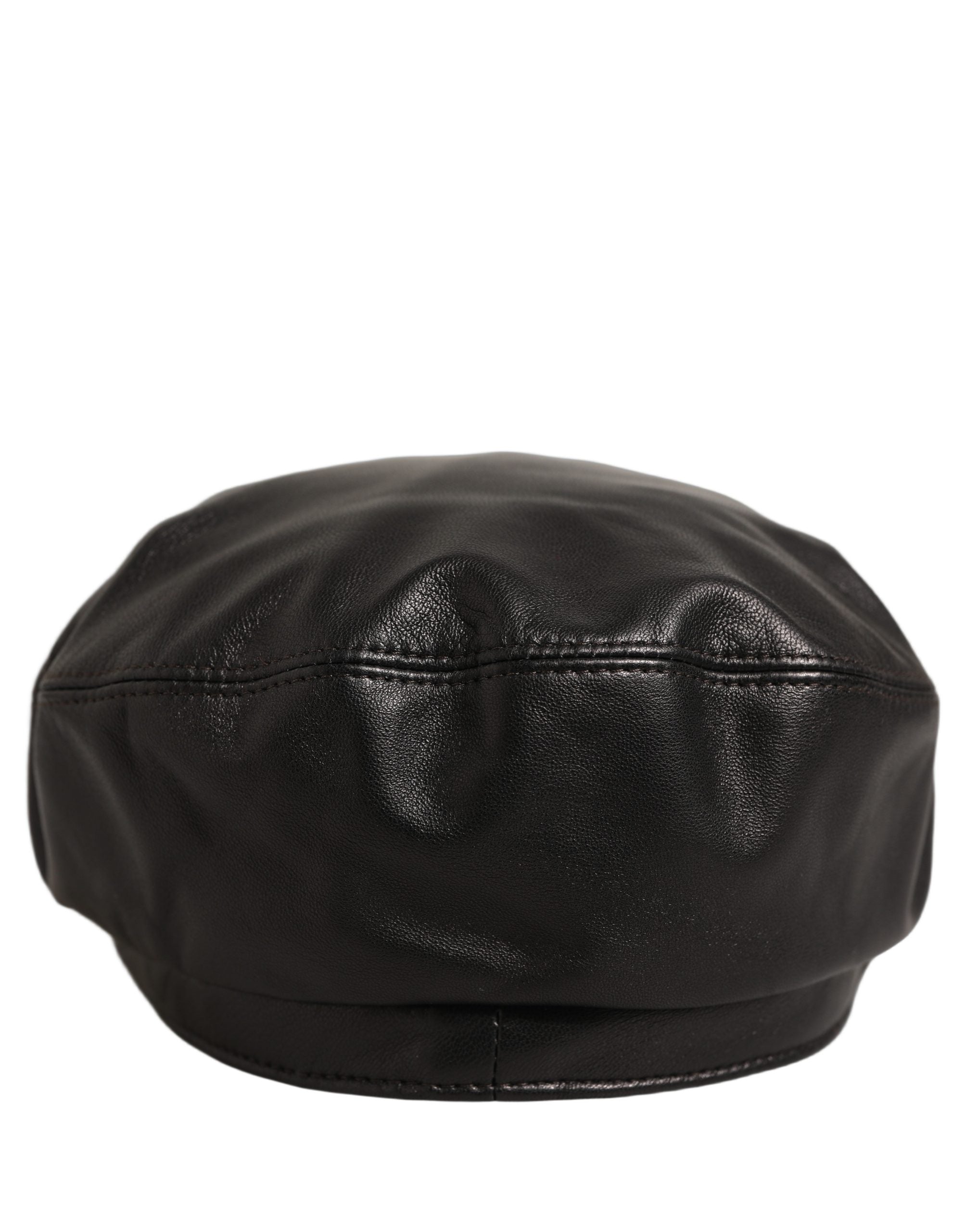 Black Lambskin Leather Newsboy Capello Hat