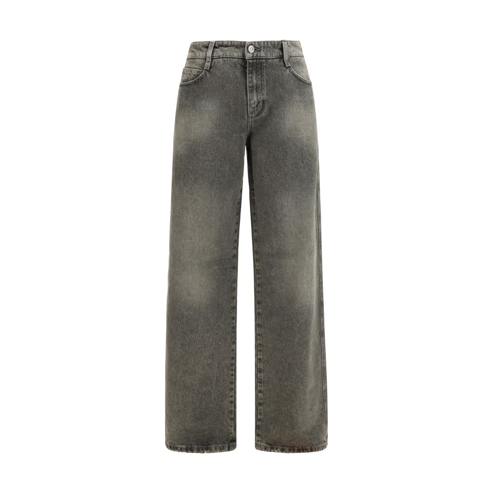 Gray Cotton Relaxed Fit Jeans