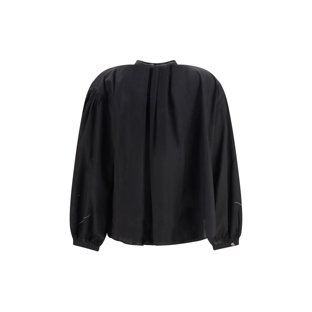 Black Cotton Pattern Shirt