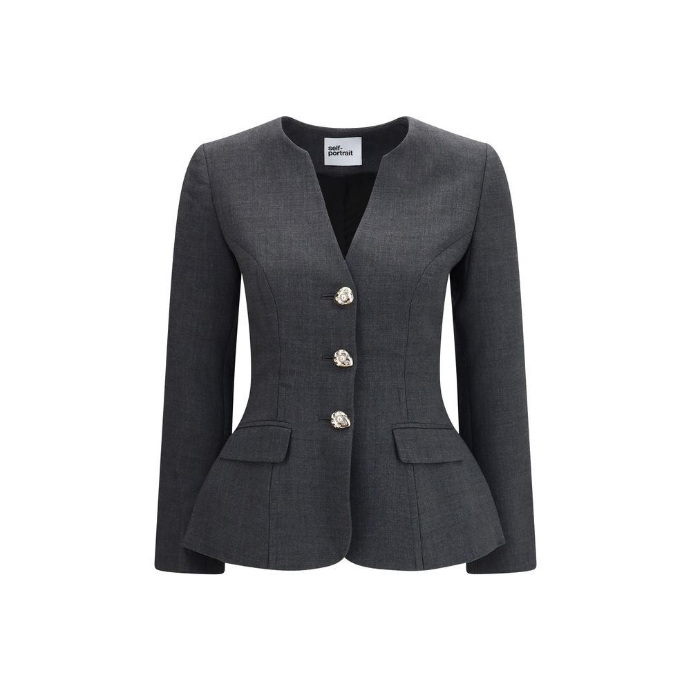 Gray Polyester Full-Length Jacket