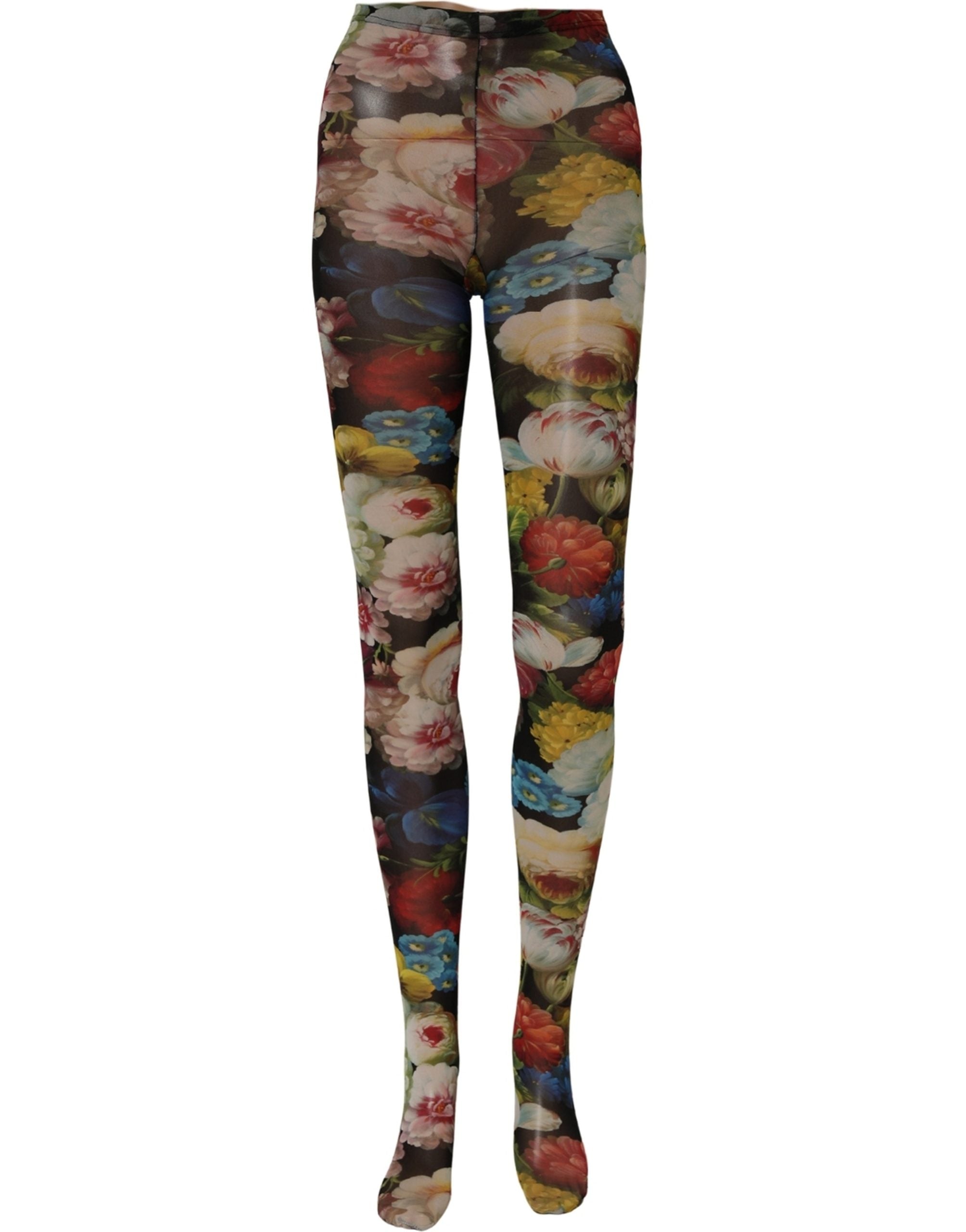 Black Floral Print Tights Sheer Stockings Socks