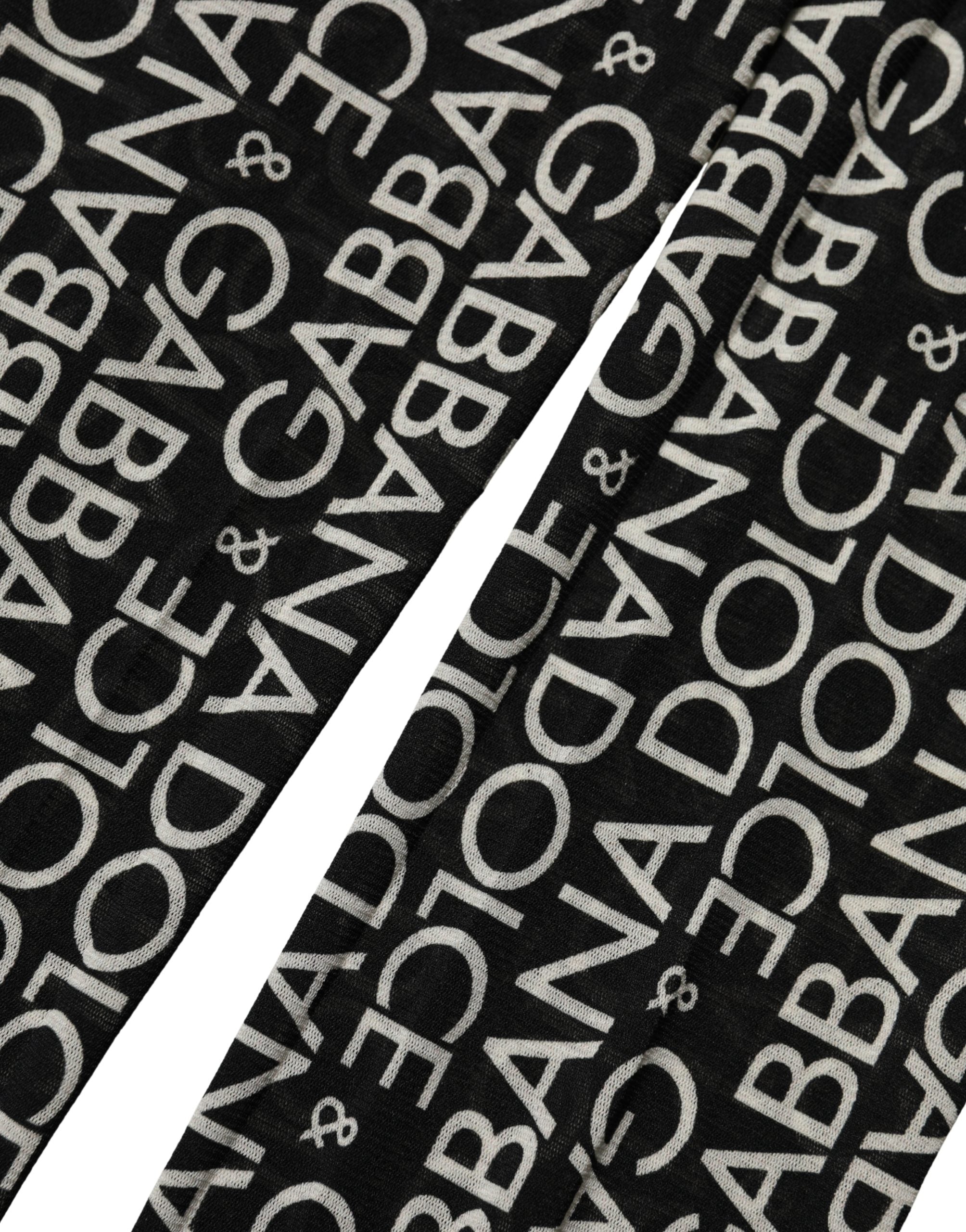 Black White All Over Print Sheer Stretch Tights Socks