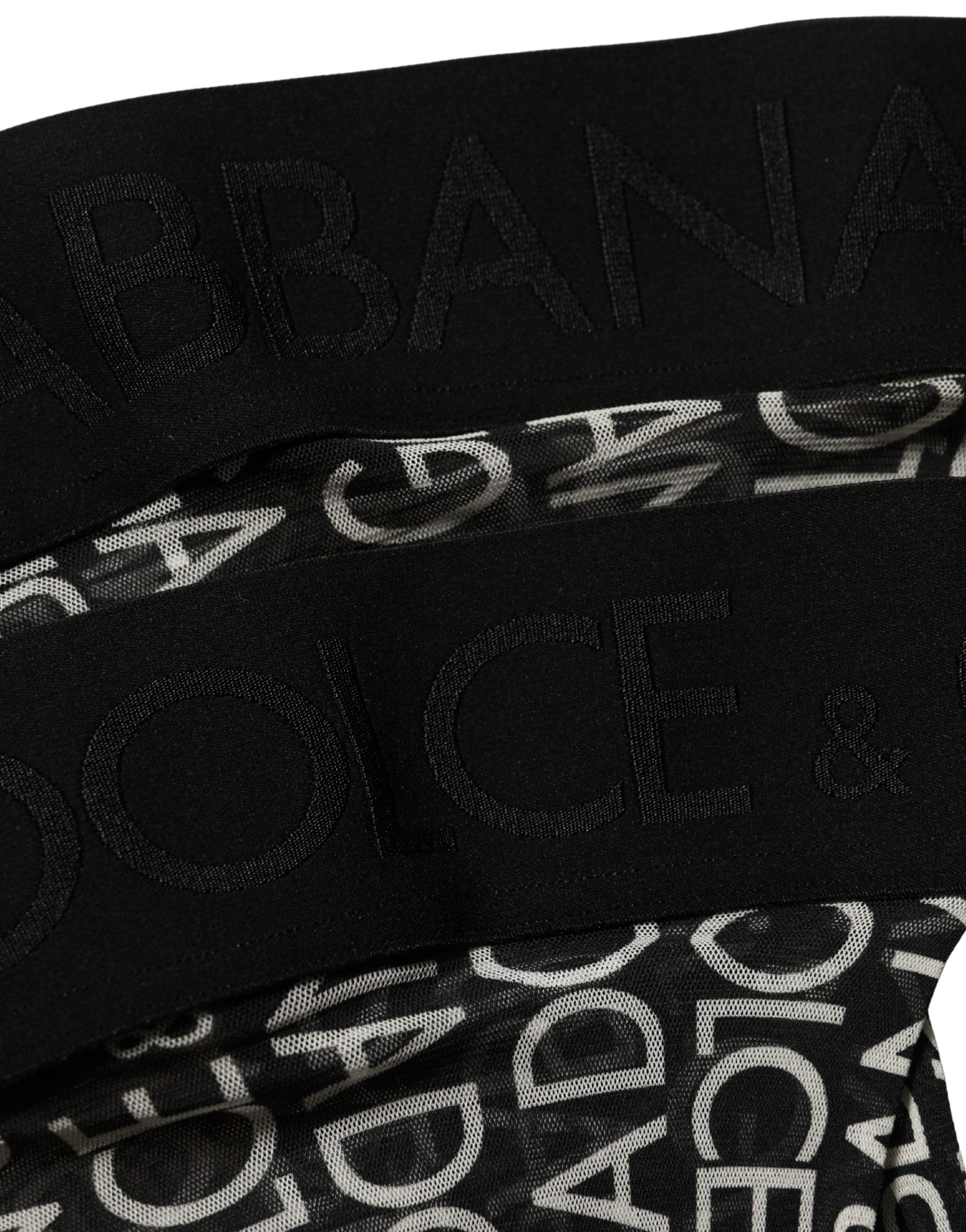 Black Sheer Logo Monogram High Stockings Socks