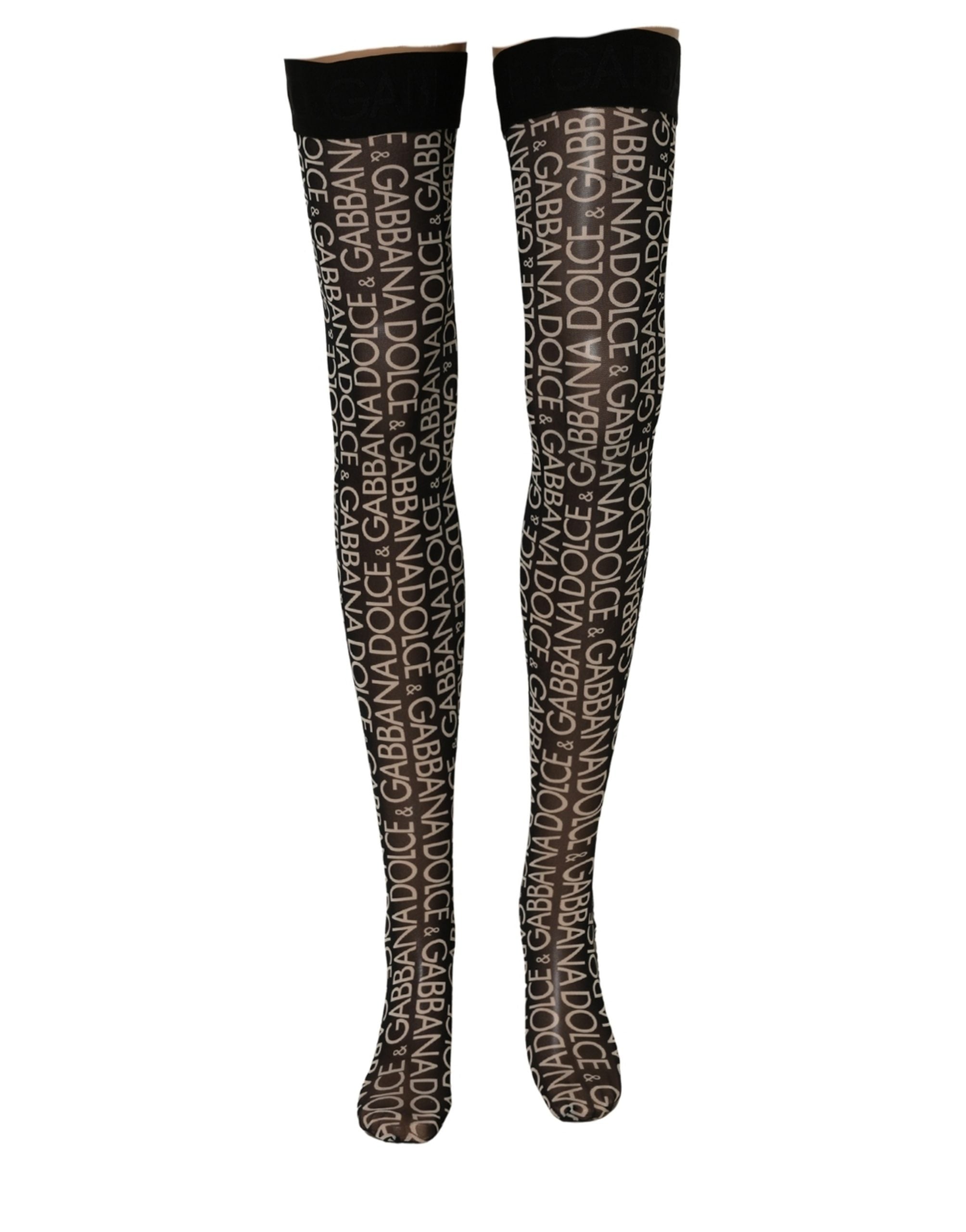Black Sheer Logo Monogram High Stockings Socks