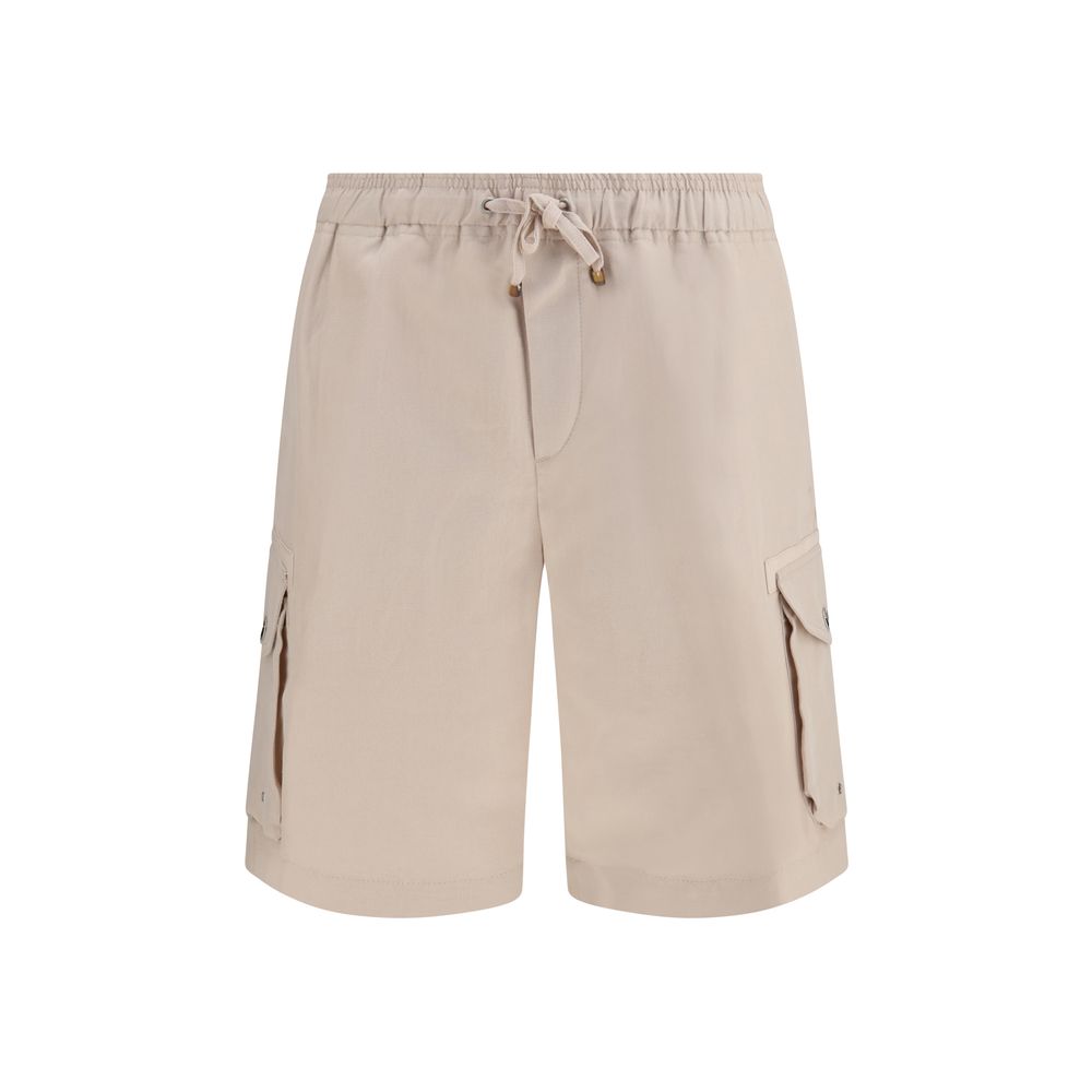 Beige Linen Bermuda Shorts