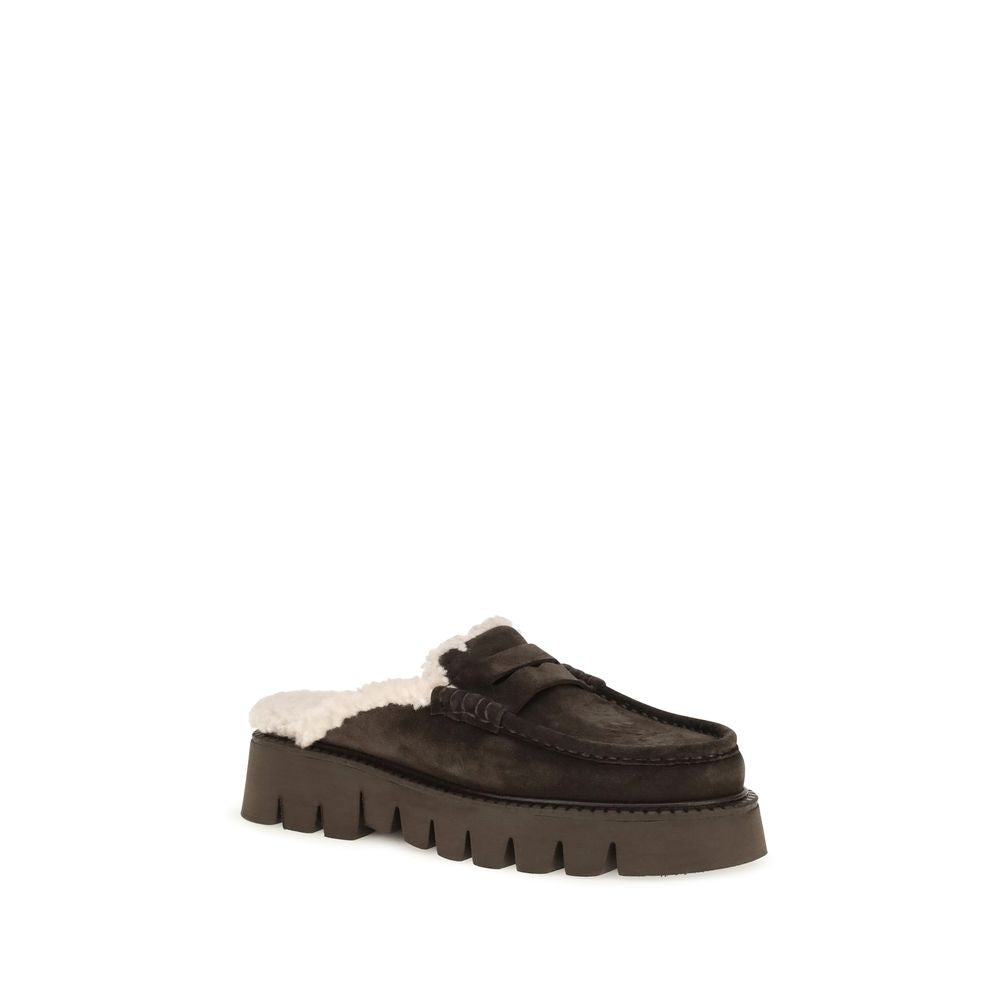 Brown Calf Leather Bos Taurus Mules