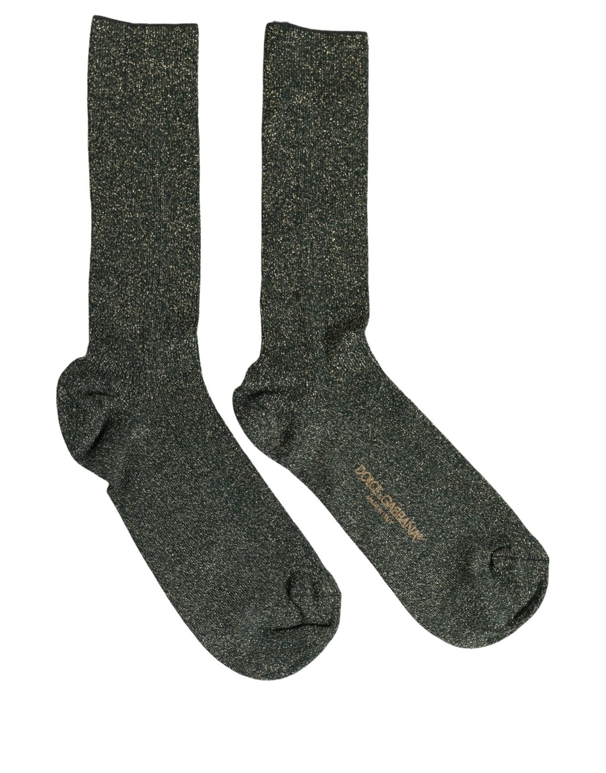 Dark Green Viscose Logo Mid Calf Accessory Socks