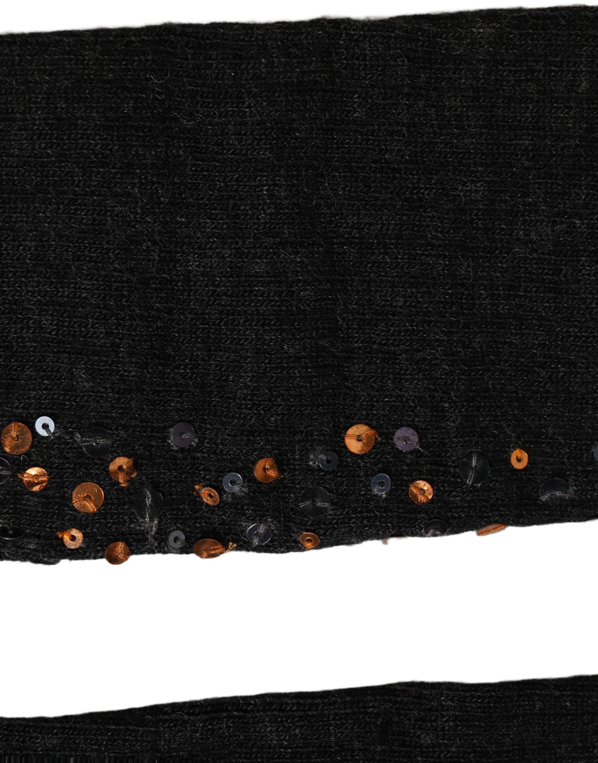 Dark Gray Sequined Wool Knee High Accessory Socks