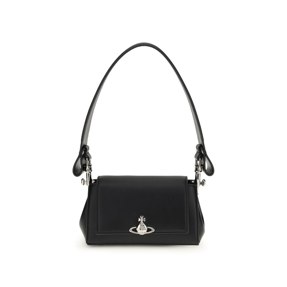 Black Polyurethane Shoulder Bag