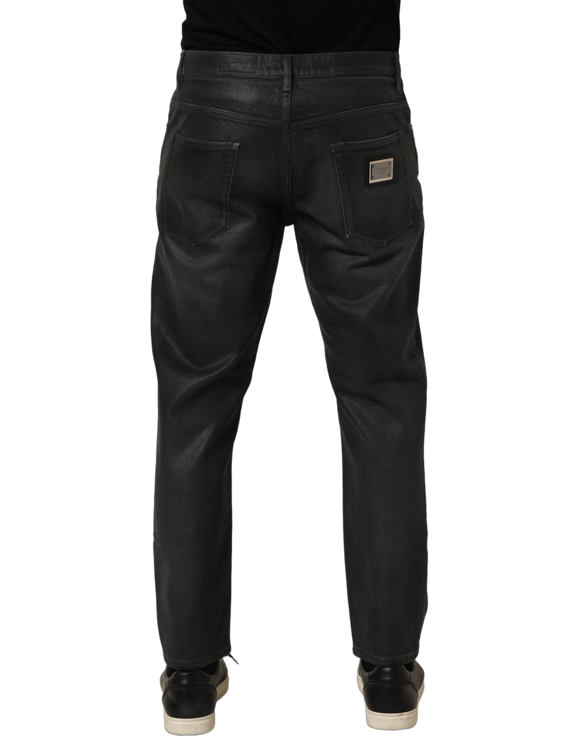 Dark Gray Cotton Loose Fit Men Denim Jeans