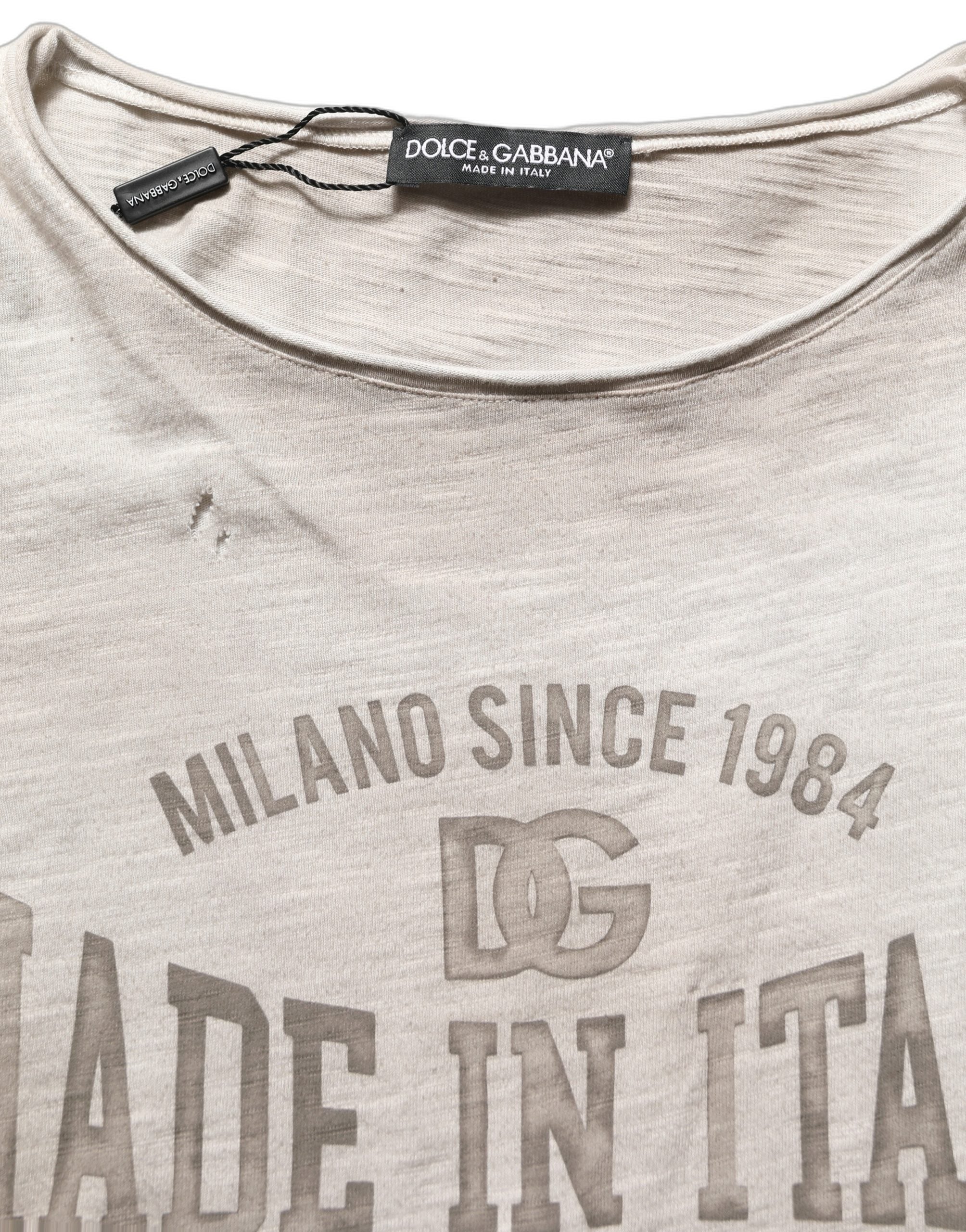 Light Gray Graphic Print Distressed T-shirt
