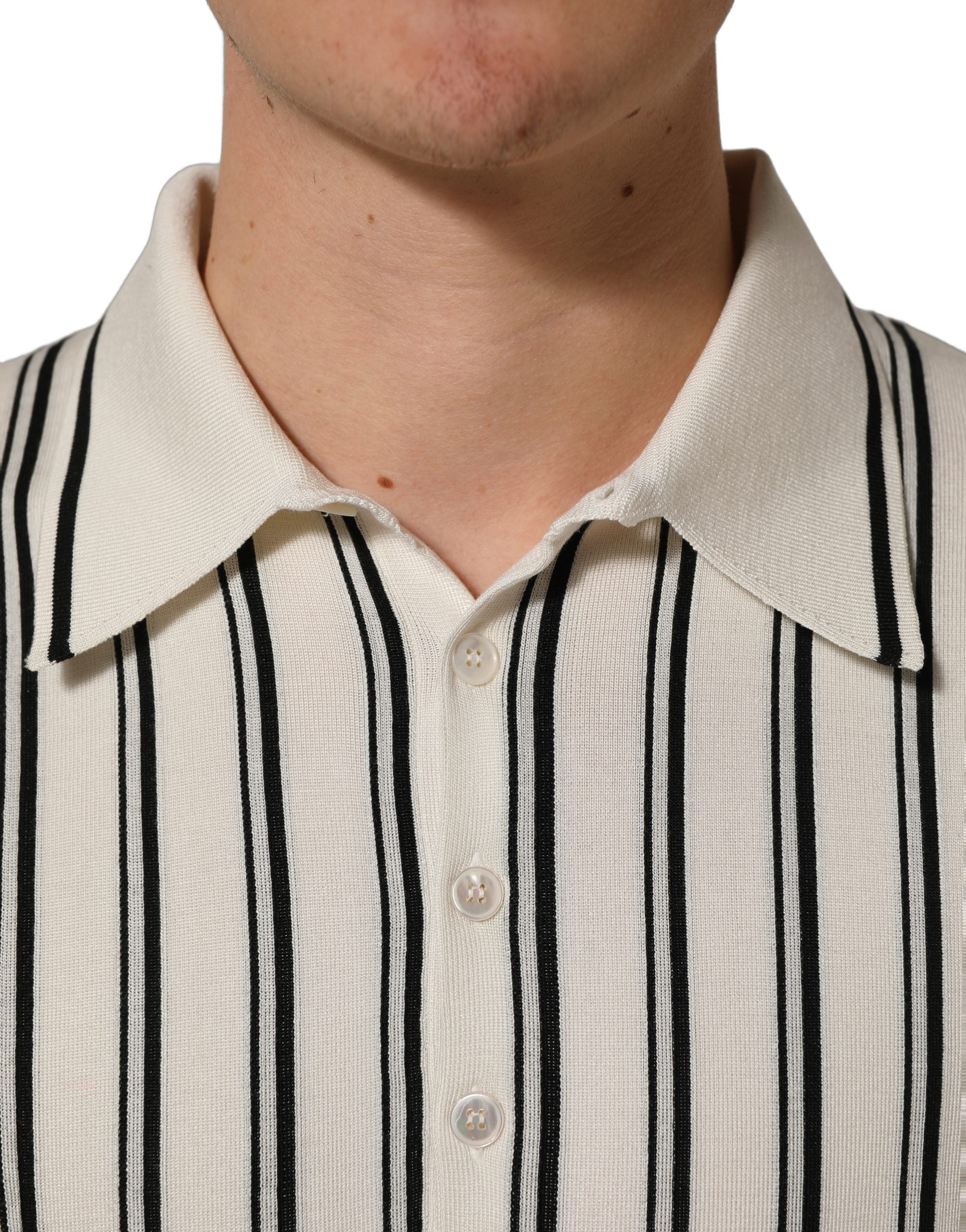 White Black Stripe Collared Polo T-shirt