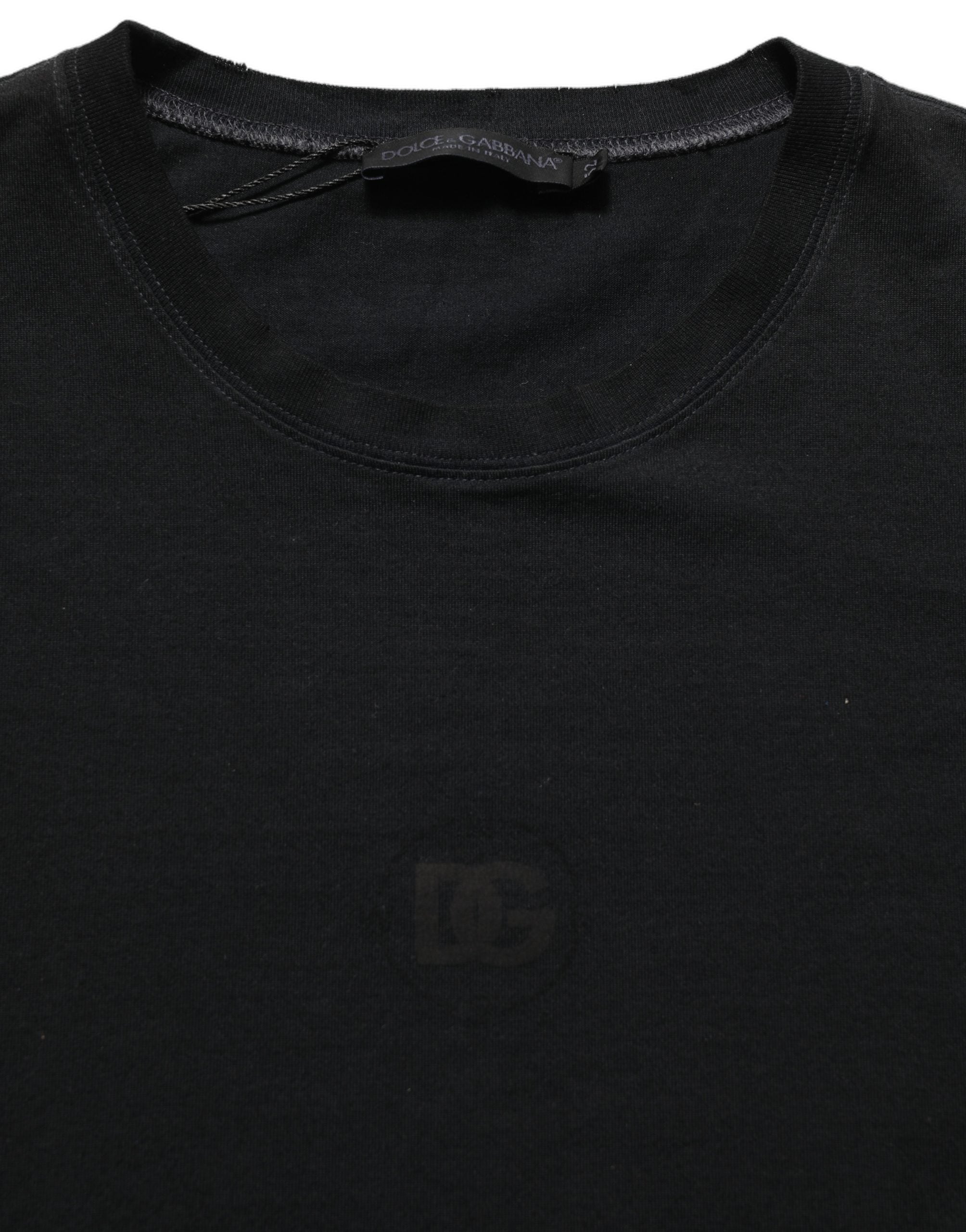 Black Cotton Short Sleeve Crew Neck T-shirt