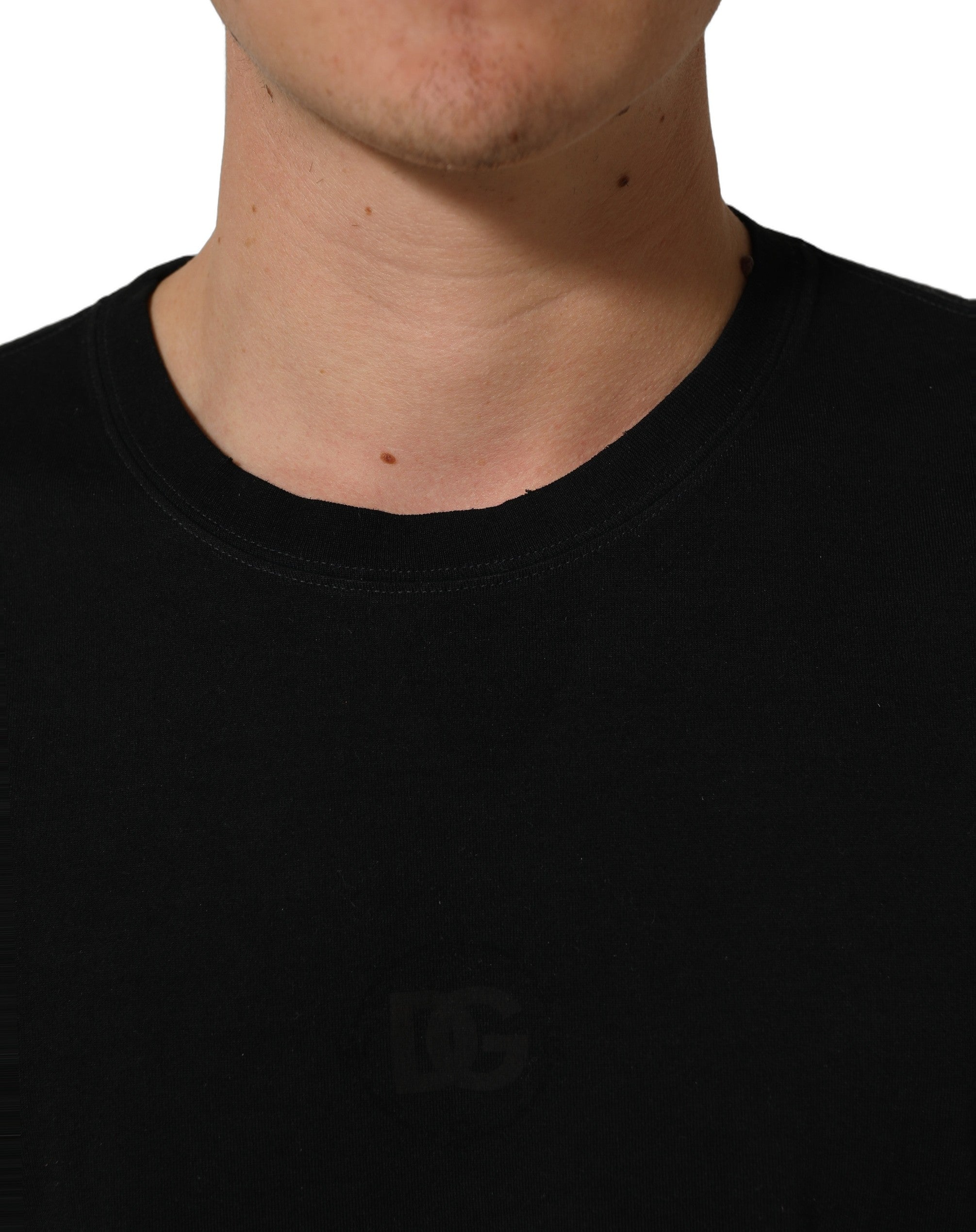 Black Cotton Short Sleeve Crew Neck T-shirt