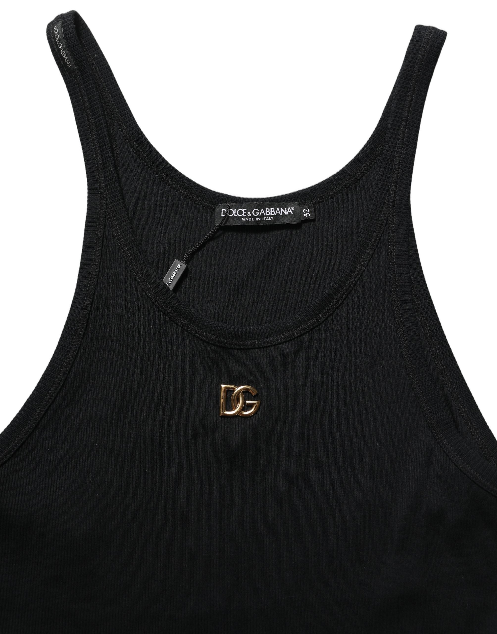 Black DG Logo Cotton Ribbed Tank Top T-shirt