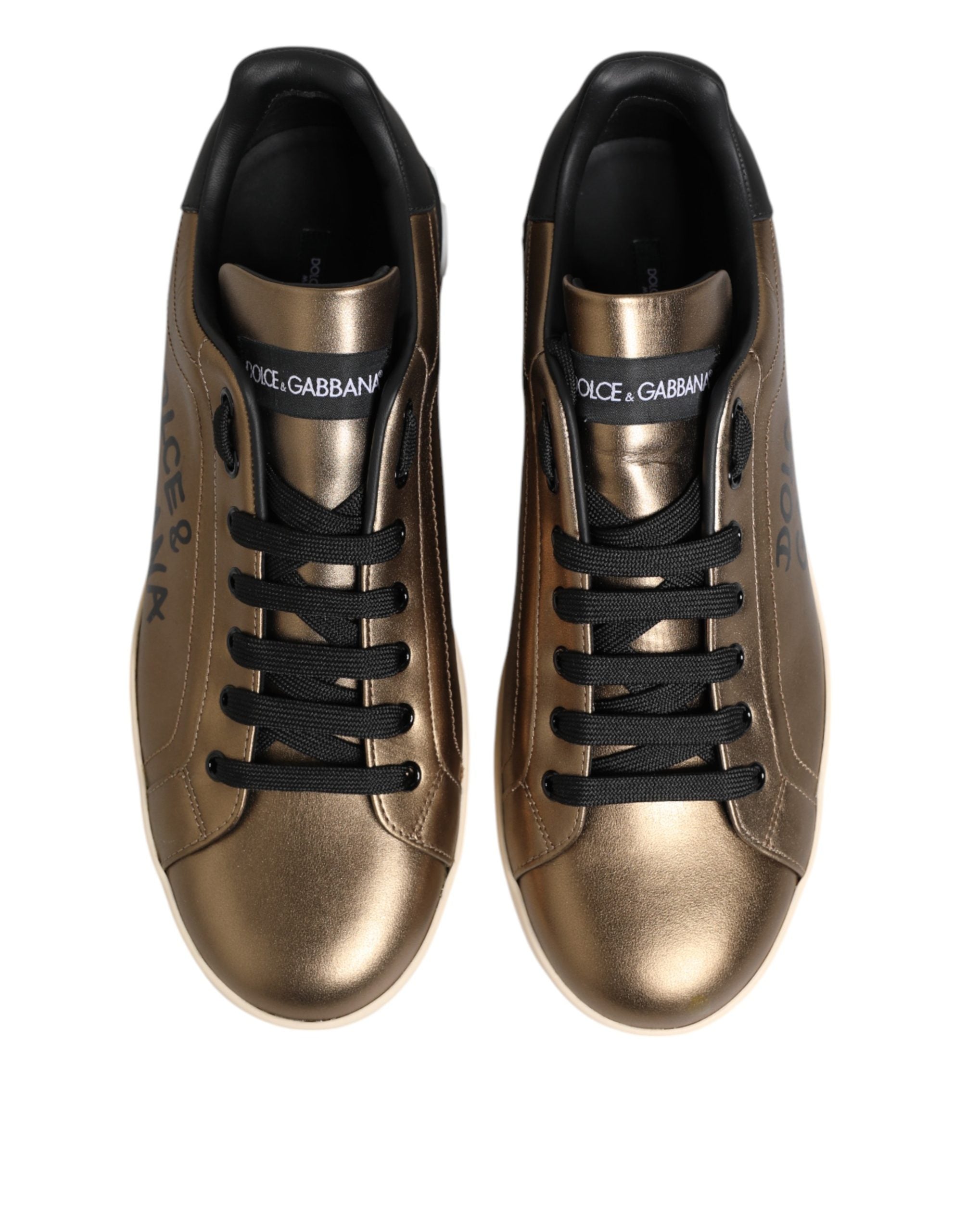 Gold Portofino Calf Leather Sneakers Shoes
