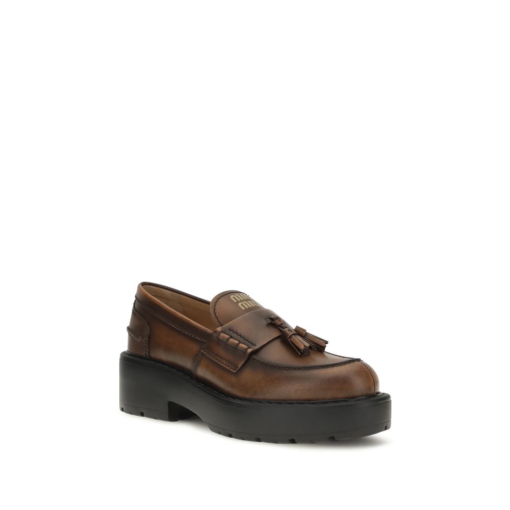 Brown Calf Leather Bos Taurus Platform Loafers