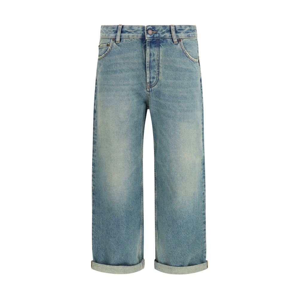 Blue Cotton Boyfriend Jeans