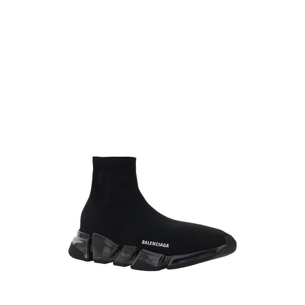 Black Polyester Athletic Sneakers