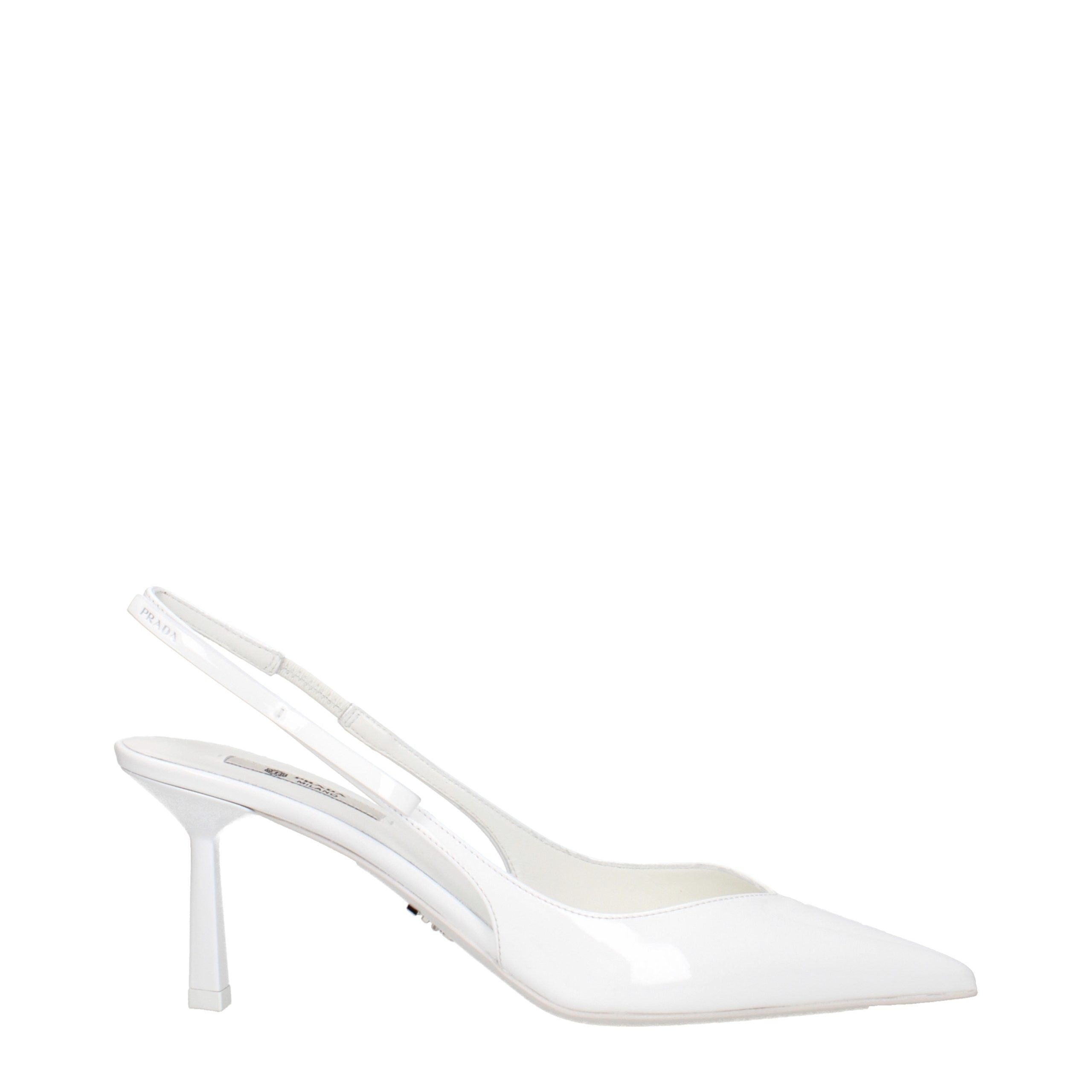 White Leather High Heel Pumps