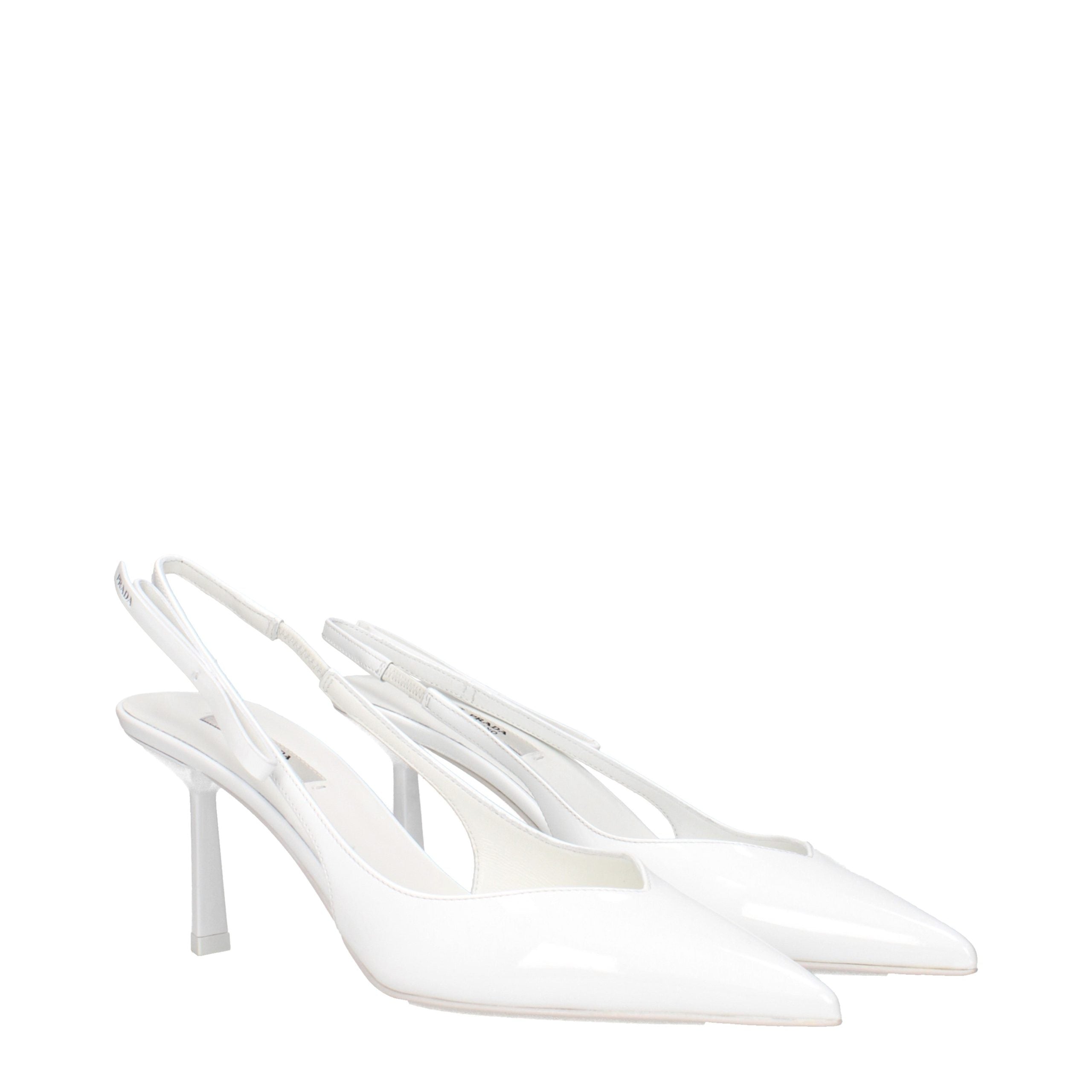White Leather High Heel Pumps