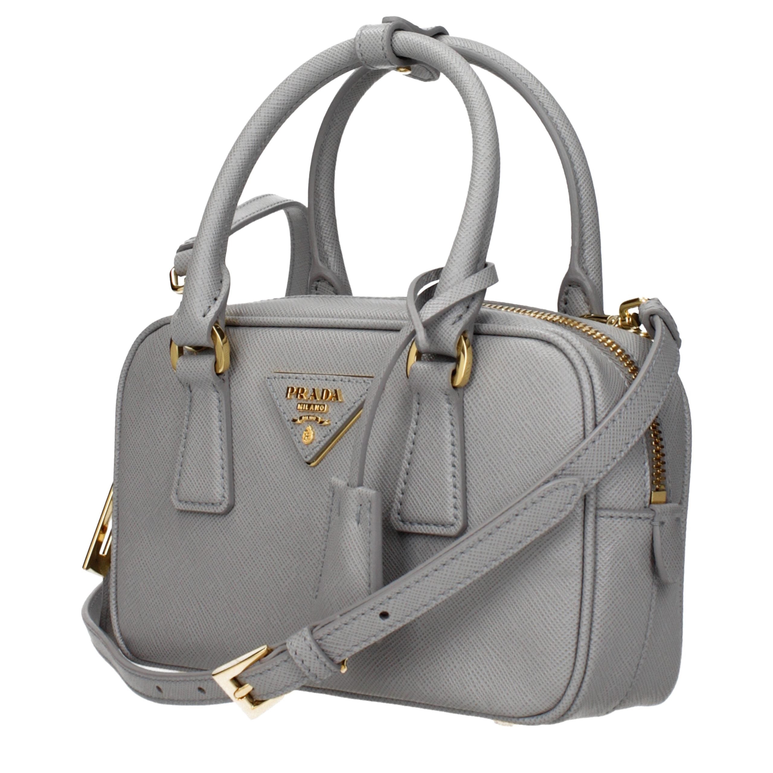 Gray Leather Handbag