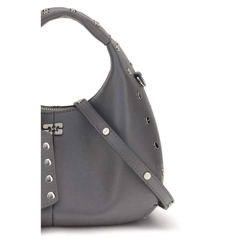 Gray Leather Shoulder Bag