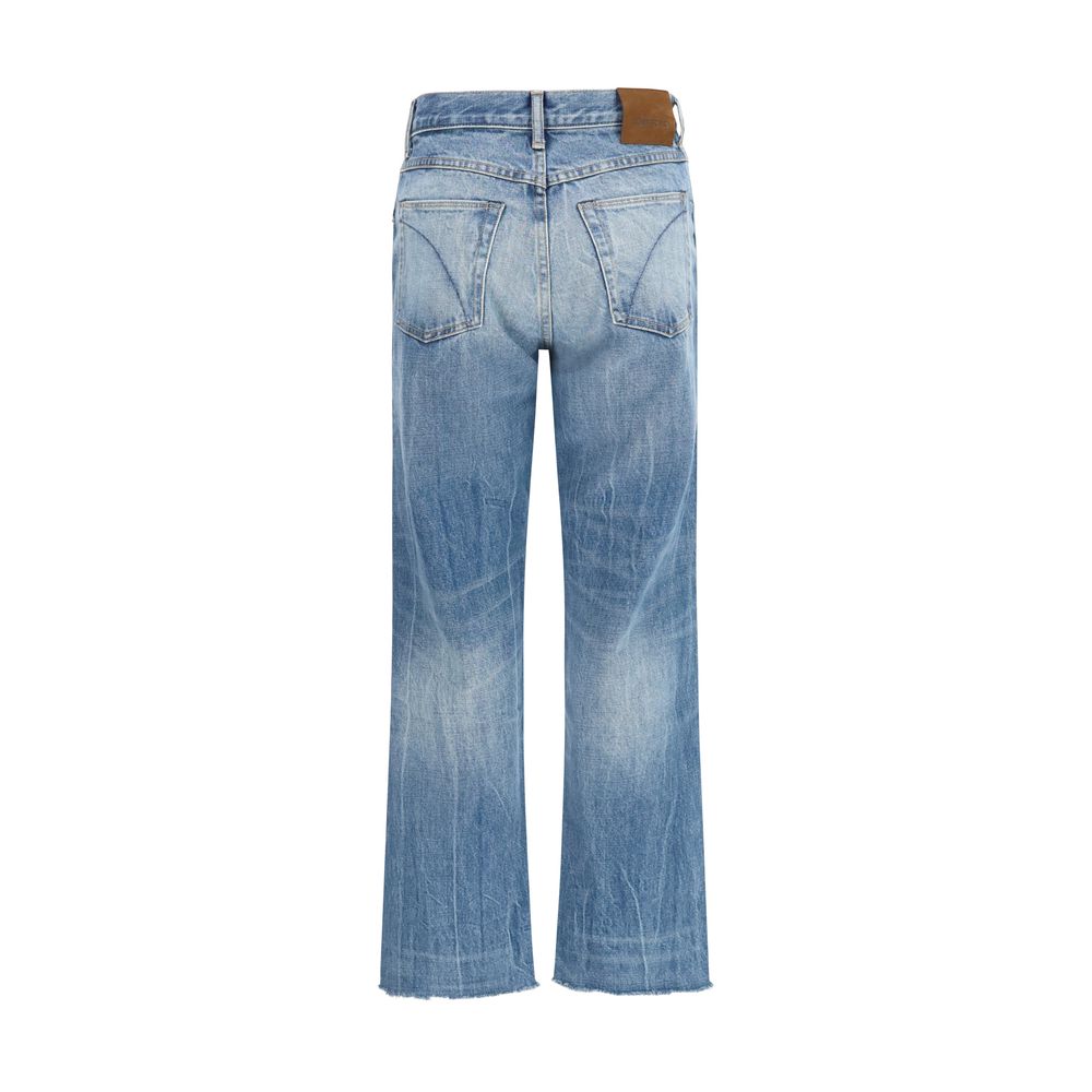 Blue Cotton Bootcut Jeans
