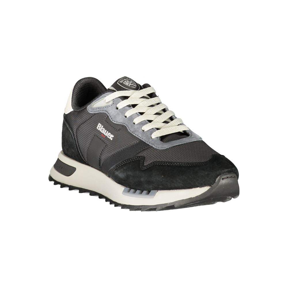 Black Polyester Athletic Sneakers