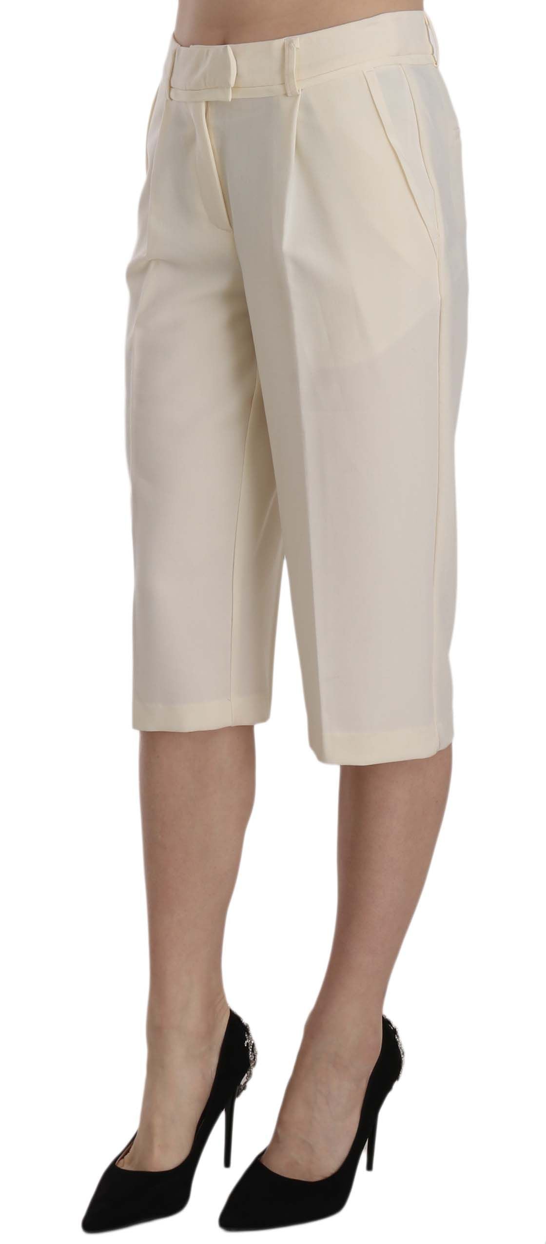 Elegant Straight Cropped Pants in Cream - ventzia