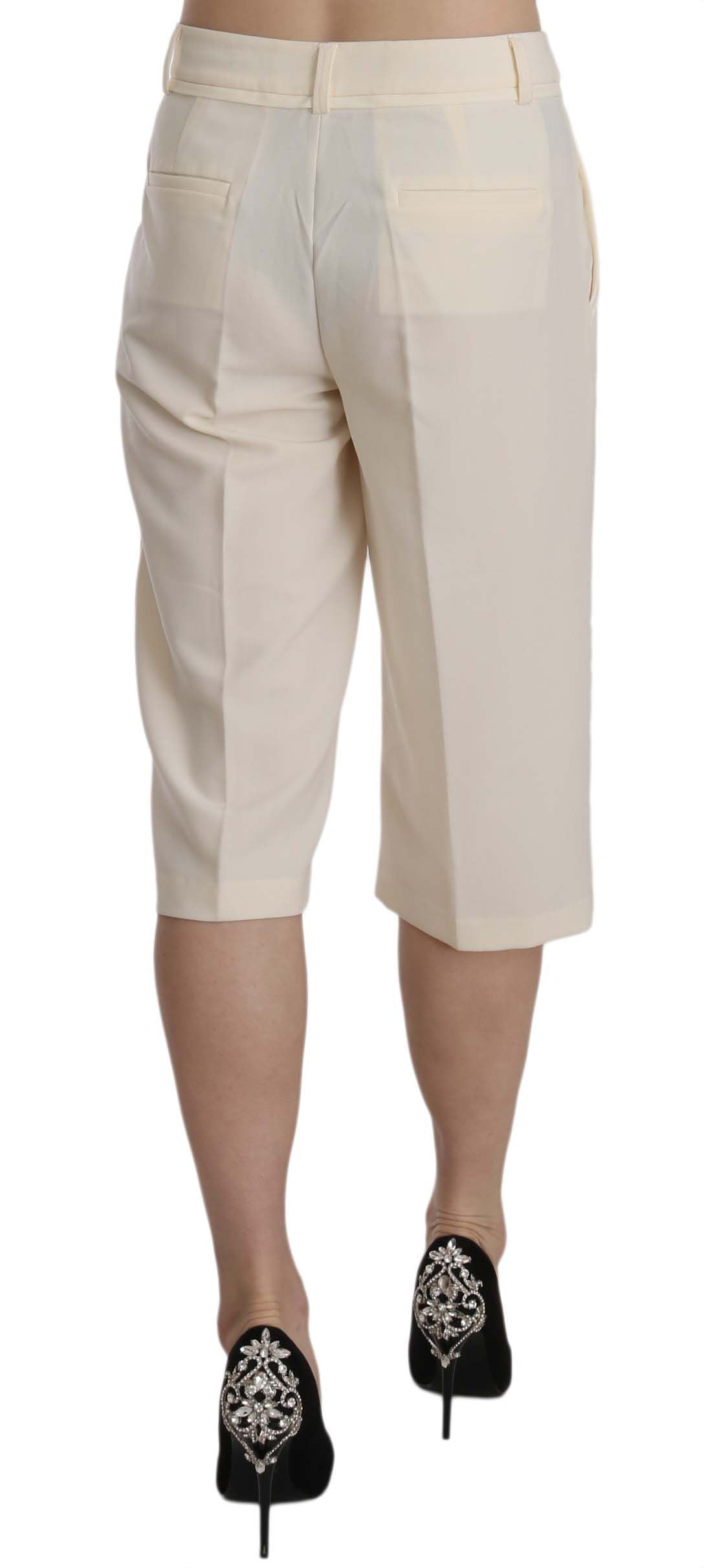 Elegant Straight Cropped Pants in Cream - ventzia